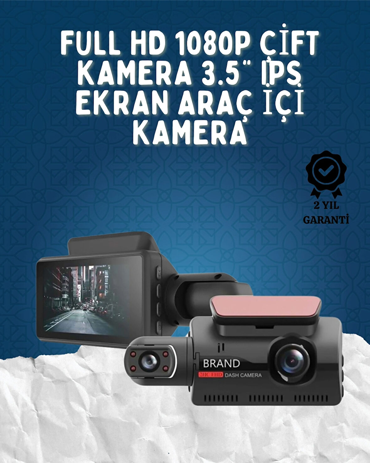 BUĞZ Çift Görüşlü Dashcam – Gece Görüşlü 1080P Araç İçi Güvenlik Kamerası