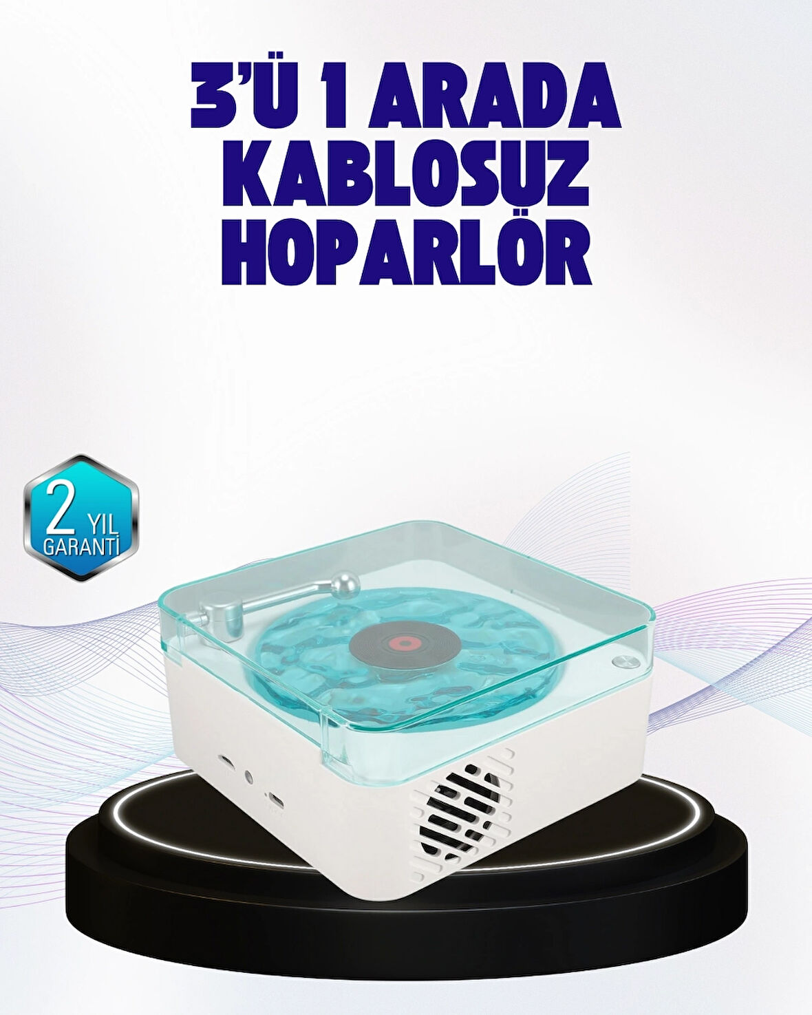 BUĞZ Dekoratif Gece Işıklı Bluetooth Hoparlör – Zaman ve Pil Ekranlı