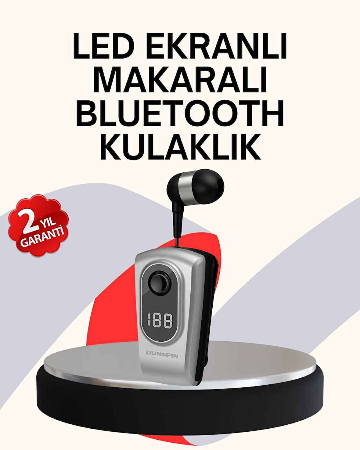 BUĞZ Profesyonel Bluetooth Kulaklık – Klipsli, Titreşimli, Dijital Göstergeli