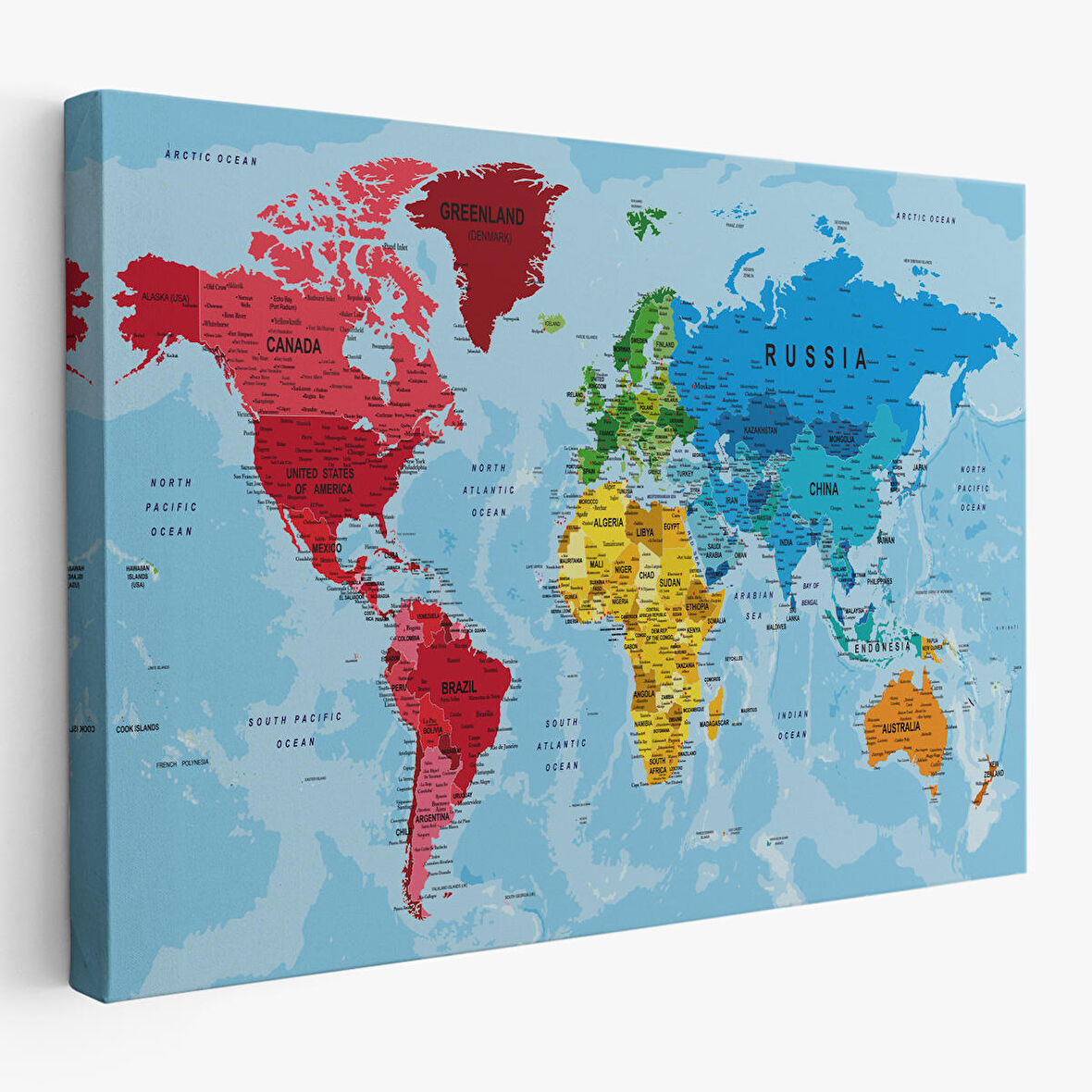 Harita Sepeti Dünya Haritası Kanvas Tablo Çok Ayrıntılı Dekoratif ve Okyanuslu 2181