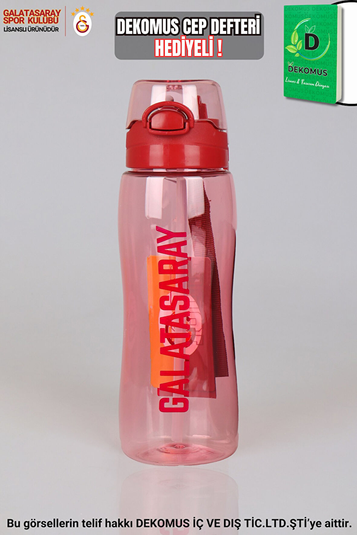 "DEKOMUS CEP DEFTERİ HEDİYELİ" YENİ SEZON LİSANSLI GALATASARAY TRITAN MATARA 700 ML