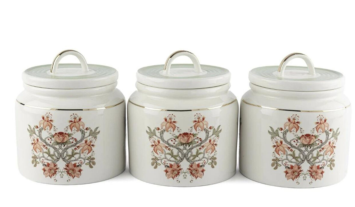 Mikasa Moor Mystic Floral 3lü Kavanoz Seti 13x14cm 500ml P366.106529