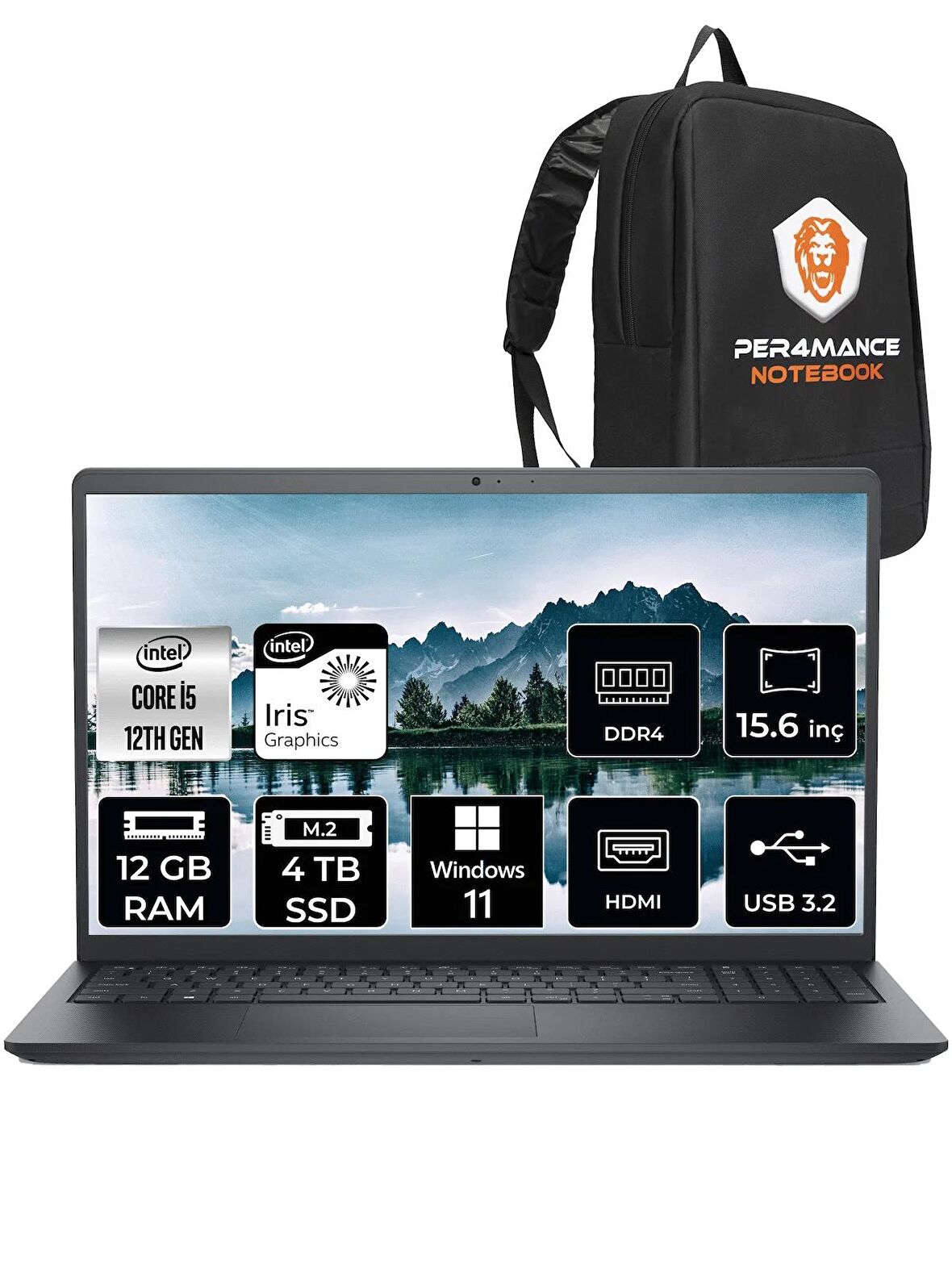 Dell Vostro 3520 i5 1235U 12GB RAM 4TB SSD 15.6'' FHD W11PRO N5315PVNB3520U & PER4 ÇANTA