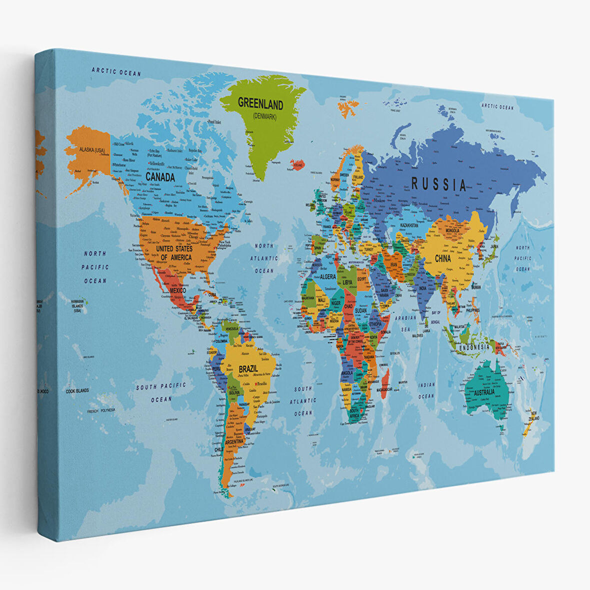 Harita Sepeti Dünya Haritası Kanvas Tablo Çok Ayrıntılı Dekoratif ve Okyanuslu 2189