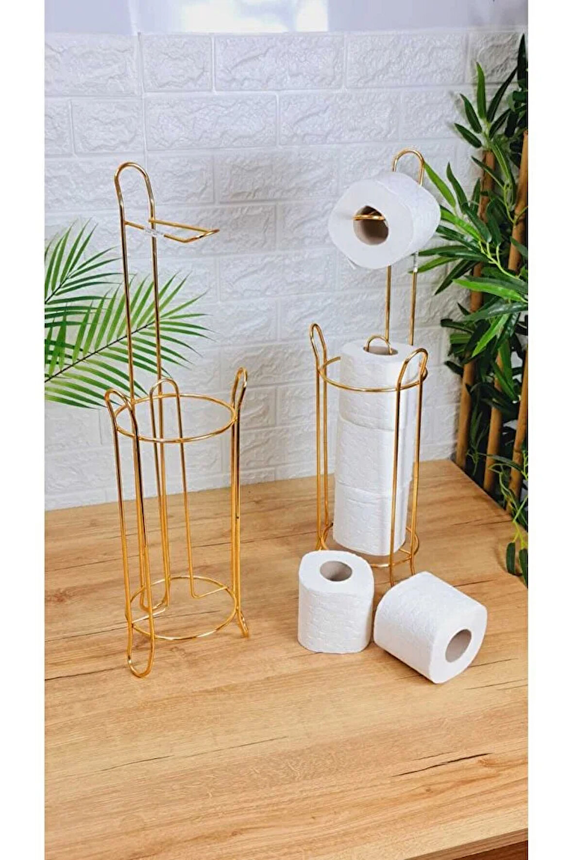Tuvalet Kağıtlığı Wc Kağıtlık Yedekli Gold Tuvalet Kağıdı Standı Tutacağı Askısı