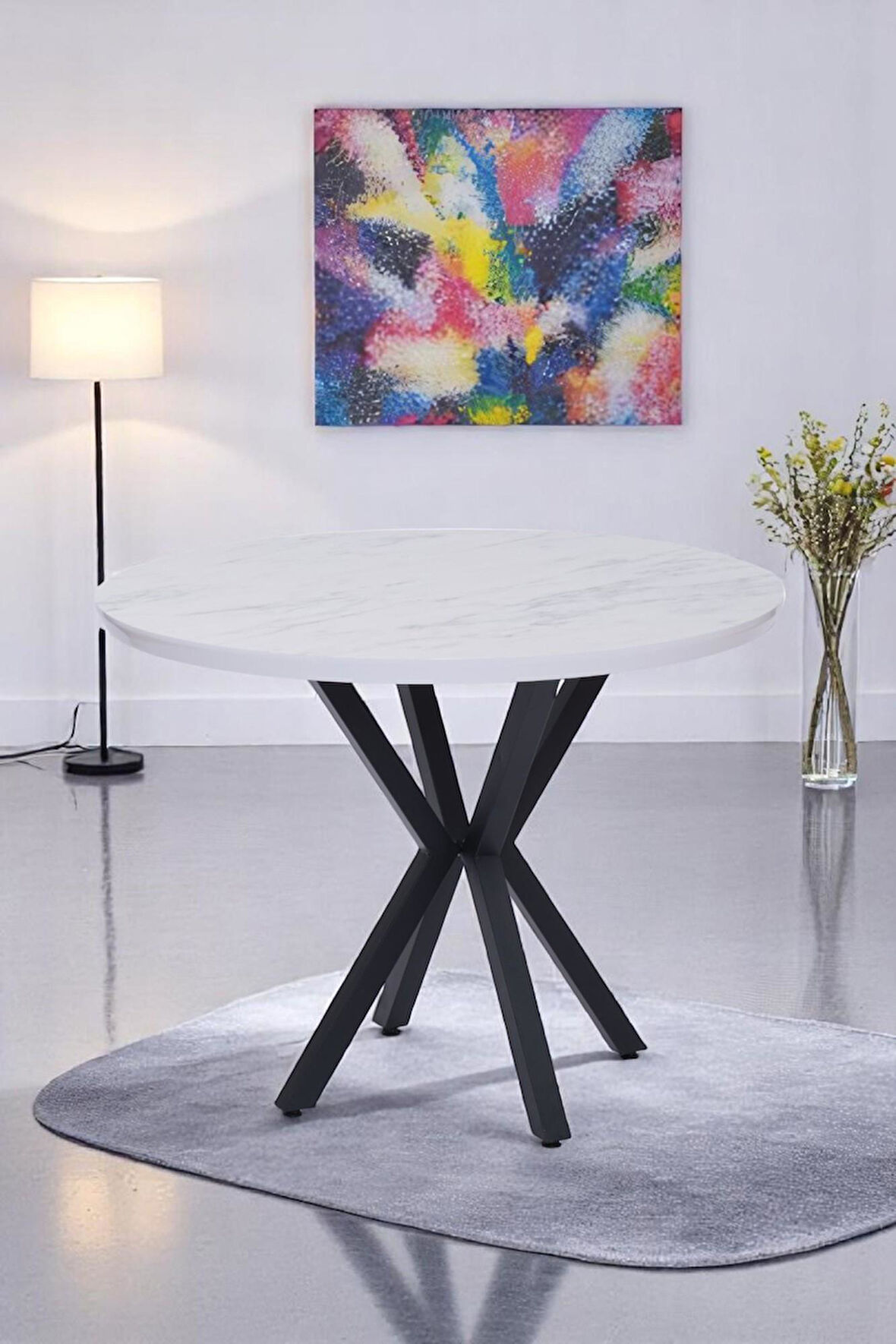 Göksu Yuvarlak Lak Panel Mutfak Masası 100cm