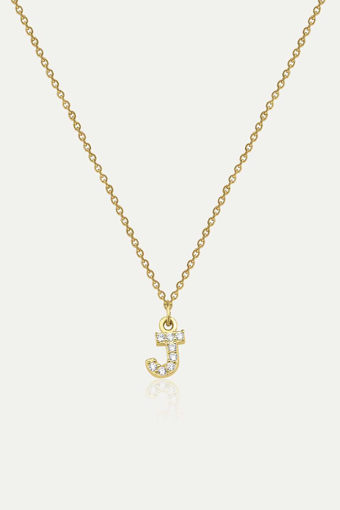 Kadın Taşlı J  Harfi Kolye | undefined