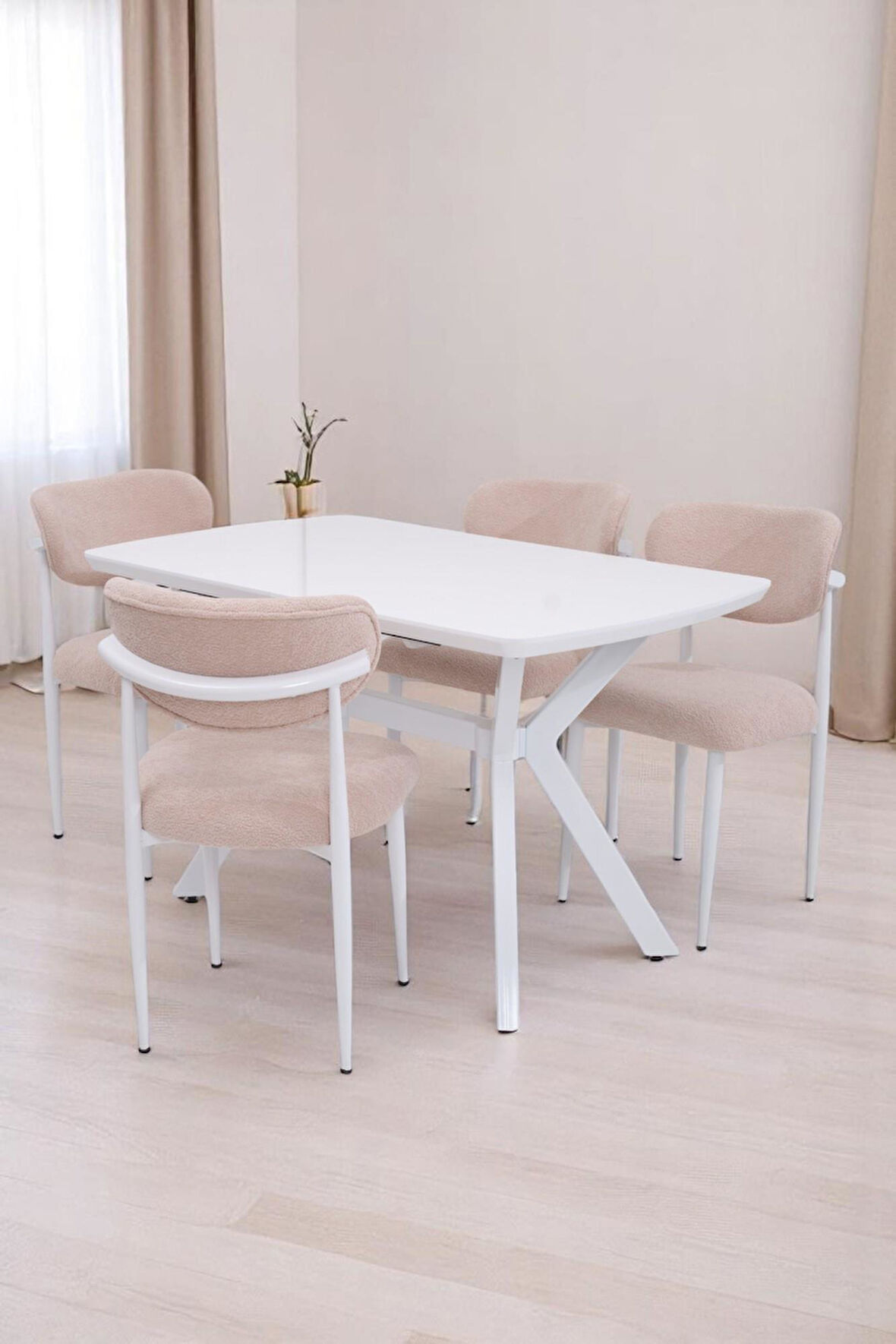 Venedik Polo MDF Lak Panel Açılır Mutfak Masa Sandalye Takımı 80*130cm