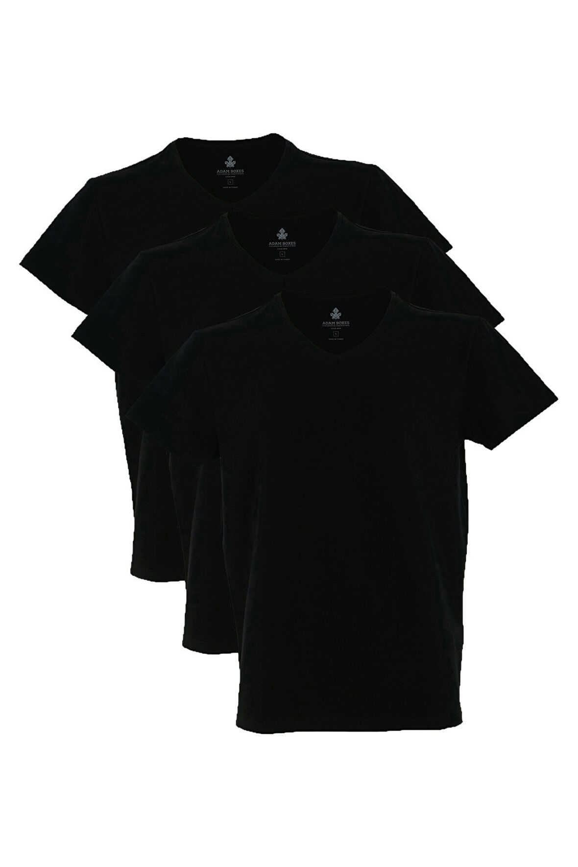 Adam Boxes V Yaka T-shirt N-Simplo 3'lü Paket - Siyah