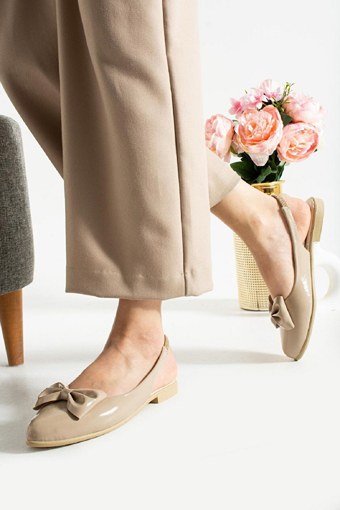 Kadın Babet Vizon Suni Deri Fiyonklu  Babet Rahat Hafif Babet Günlük Babet