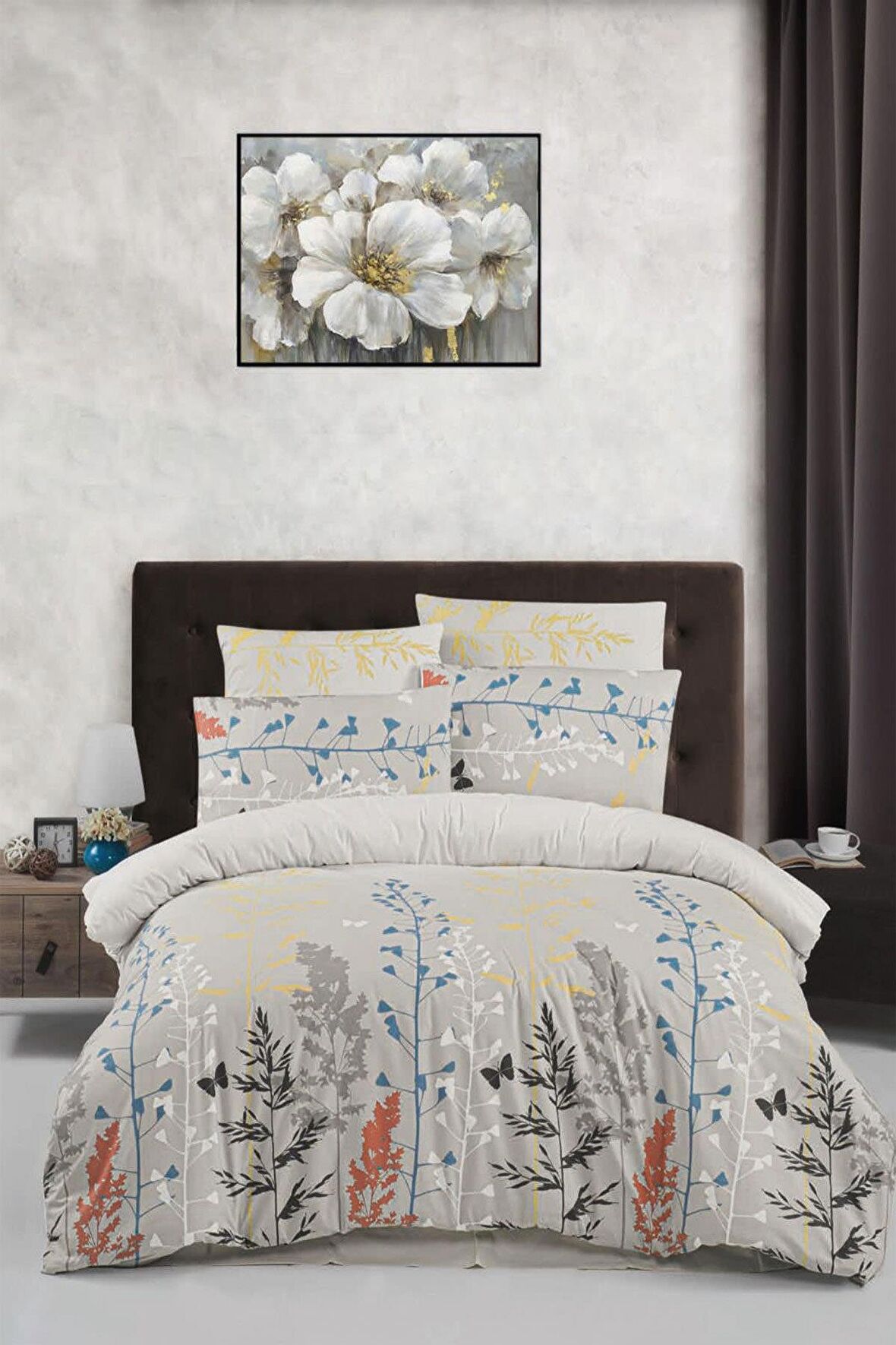 %100 Pamuklu Tek Kişilik Desenli Ranforce Kumaş Nevresim Seti - 160x220 cm -