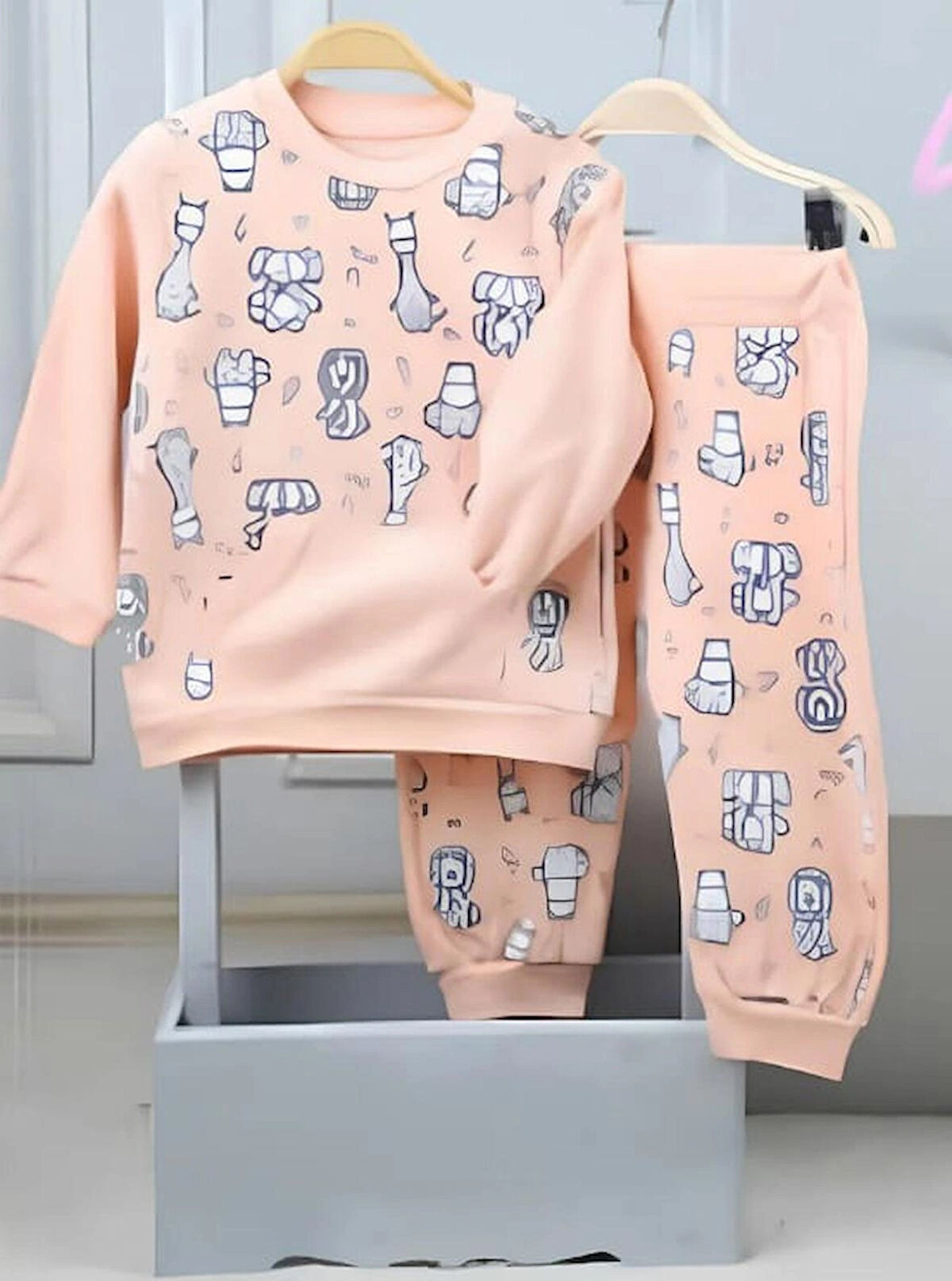 Hayvan Figürü Baskılı İkili Takım