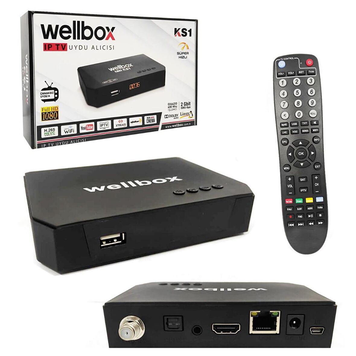 UYDU ALICI MİNİ FULL HD LİNUX WİFİ YOUTUBE ETHERNET WELLBOX K-S1
