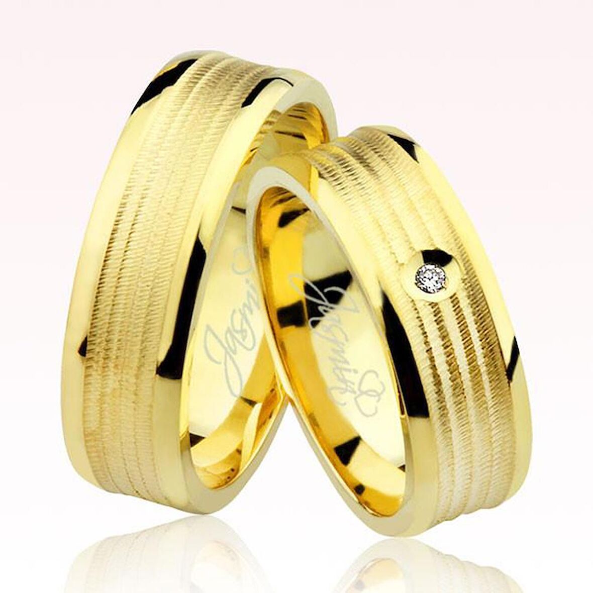 Sarı Desenli Altın Alyans 2205-3