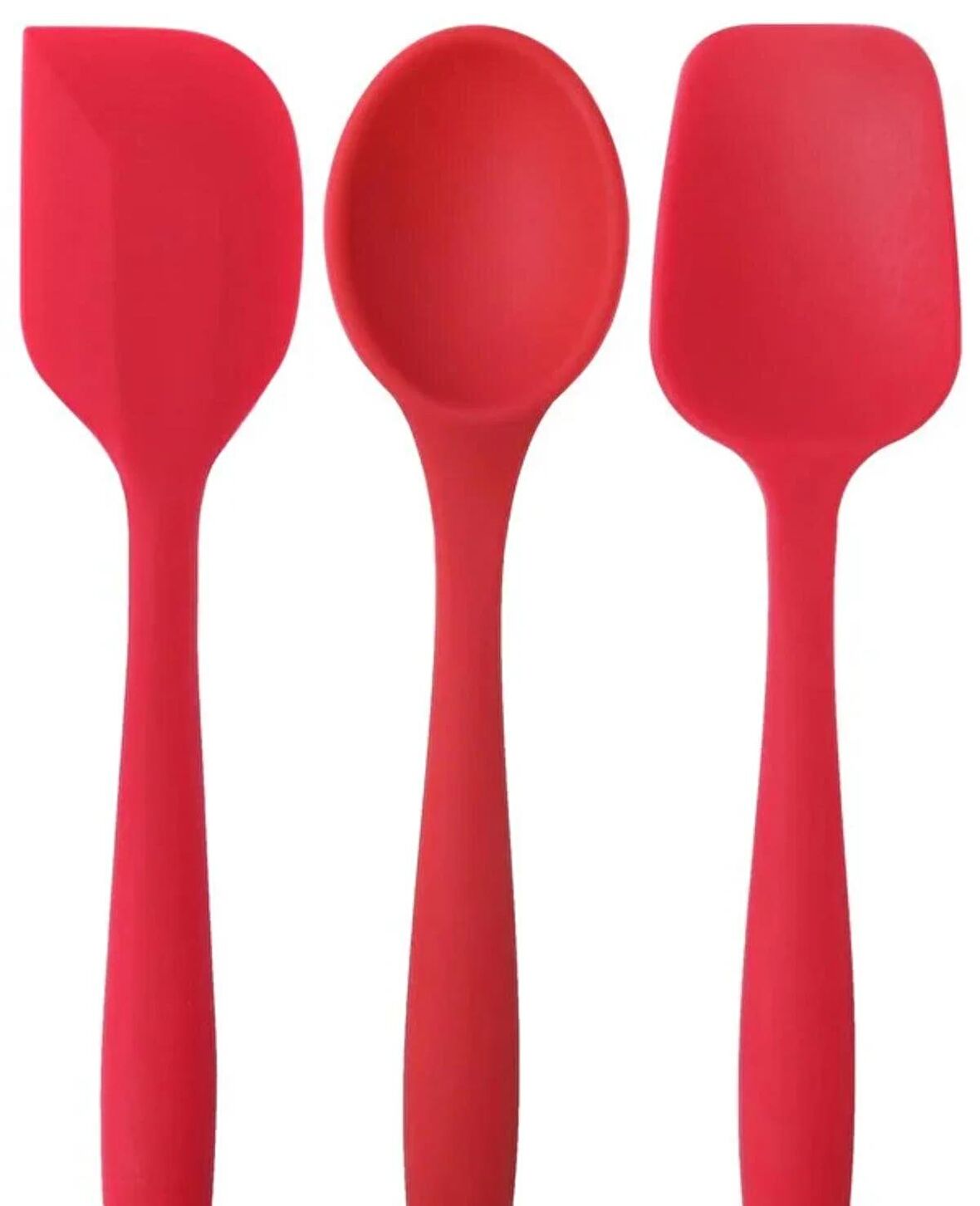 Bybirgül_PinkRose Büyük Boy Silikon Yanmaz Yapışmaz Spatula +Kaşık Set Antrasit 