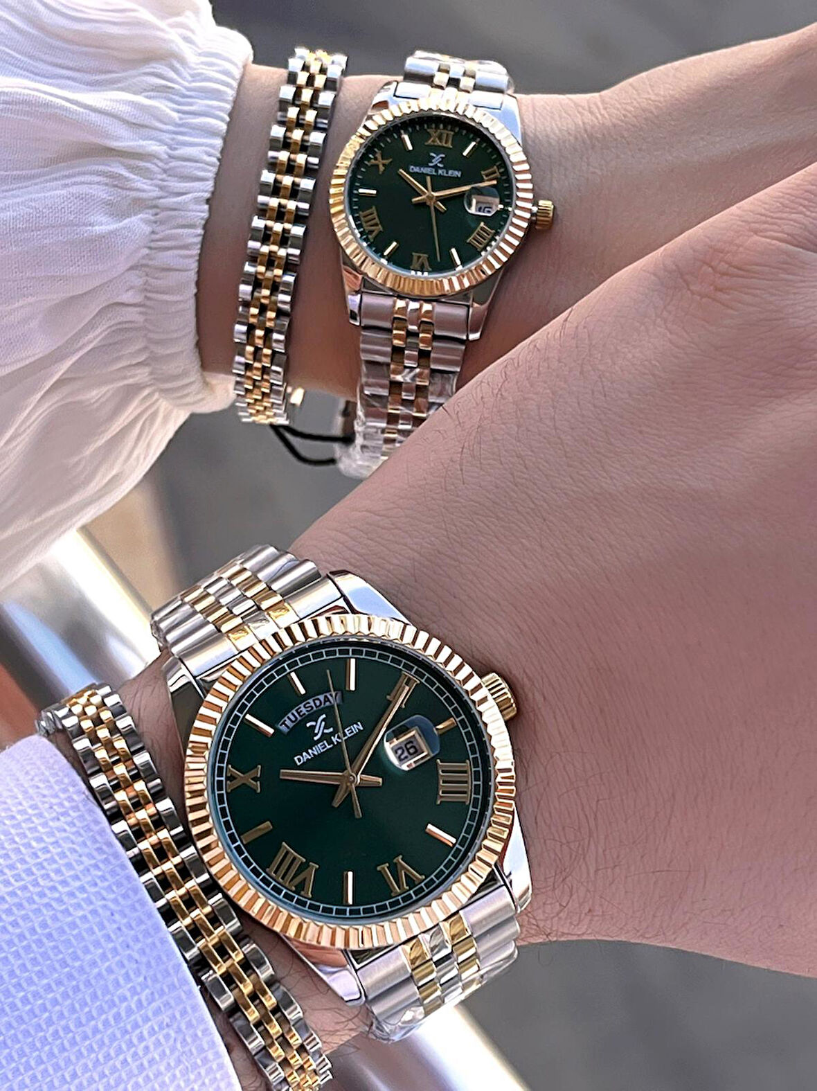 Daniel Klein Çift Sevgili Saati Çelik Bileklik Çelik Kordon 3 Atm Suya Dayanıklı Kol Saati VS.BLKT.0478