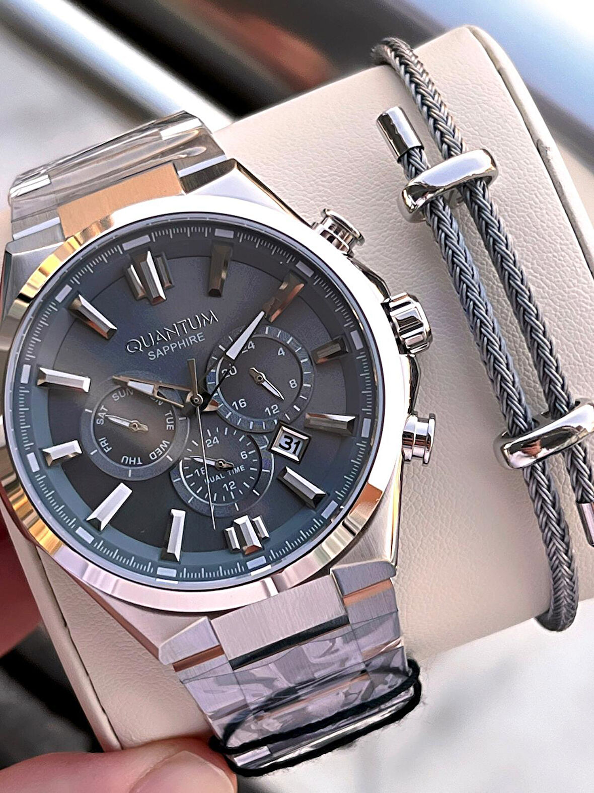 Quantum  İtalyan Bileklik Setli 2 Yıl Garantili Suya Dayanıklı Çelik Kordon Renk Atma Yapmaz VS.BLKT.0571