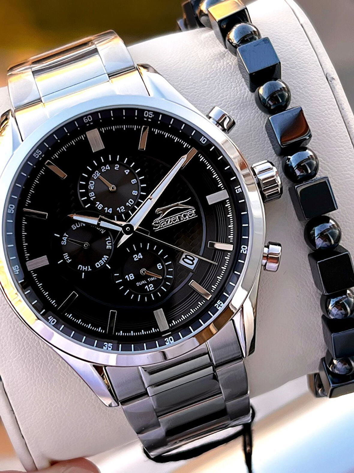 Slazenger Çelik Kordon İç Fonksiyonları Aktif 5 Atm Su Geçirmez Erkek Kol Saati VS.BLKT.0621