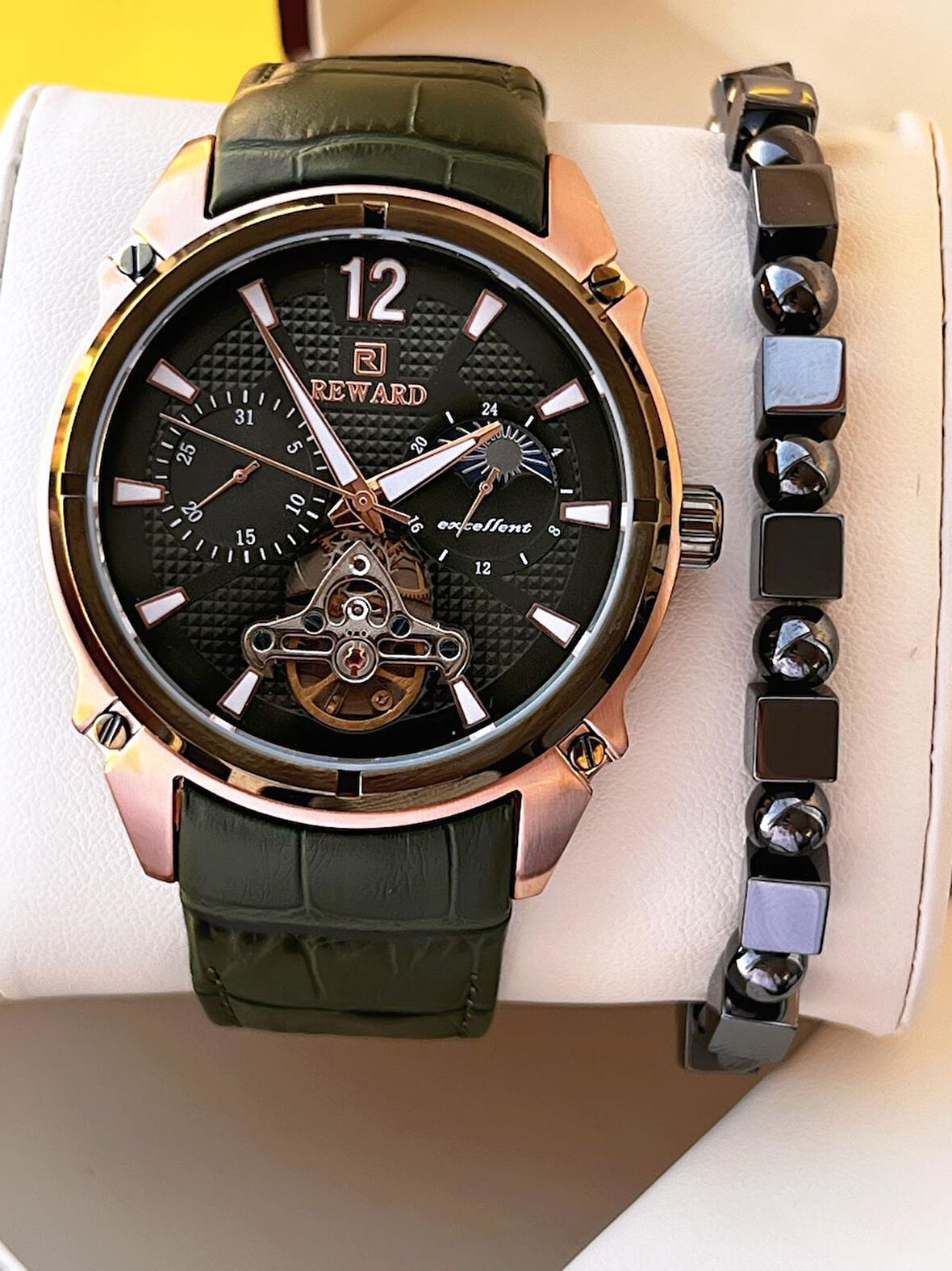 Reward Otomatik Deri Kordon 5 Atm Suya Dayanıklı Erkek Kol Saati VS.BLKT.0636