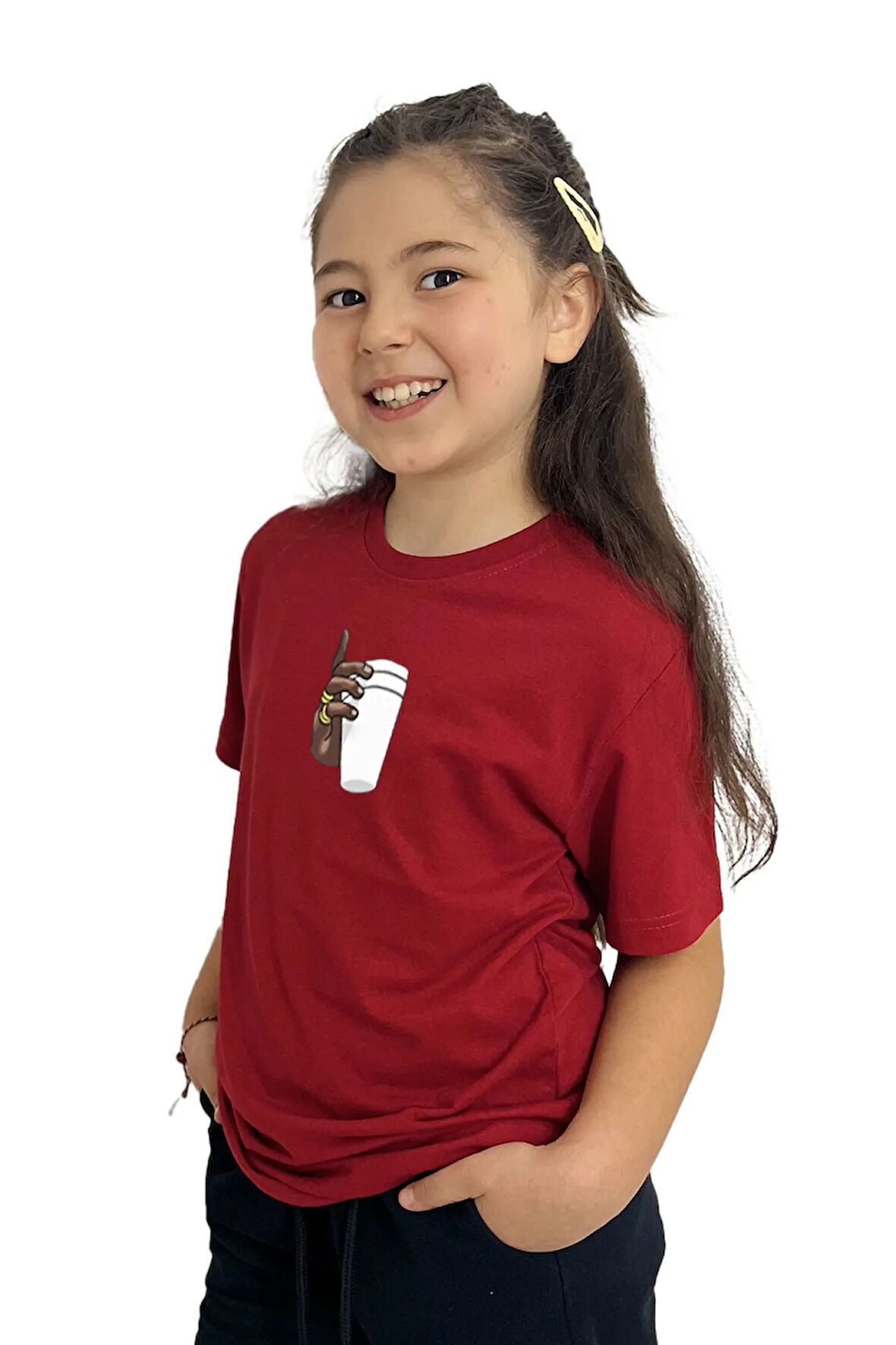 Bardak Baskılı Kız Çocuk Tişört | %100 Pamuk, Şık ve Rahat