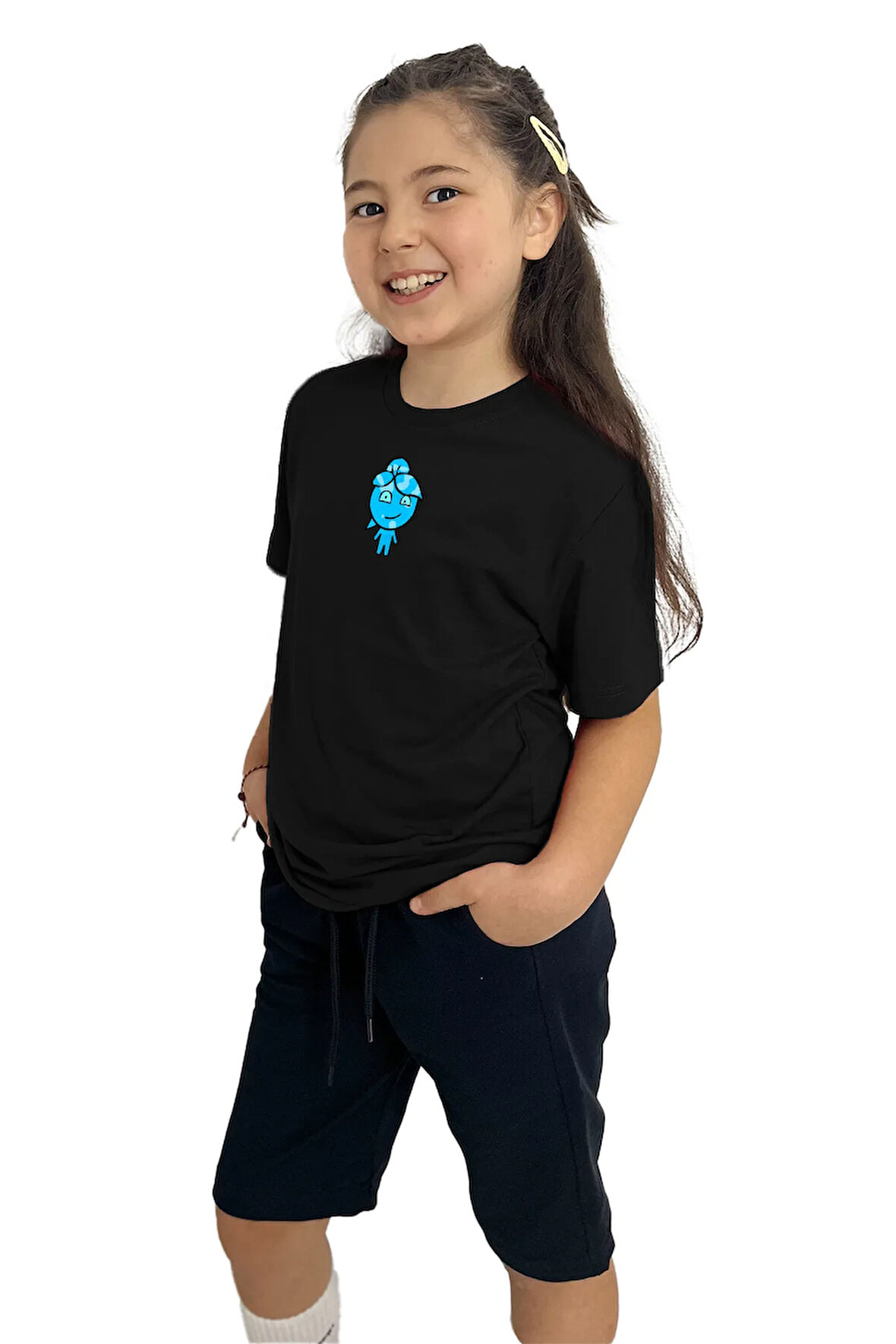 Ateş ve Su Su Baskılı kız Çocuk Tişört ve Şort Takımı | %100 Pamuk, Şık ve Rahat