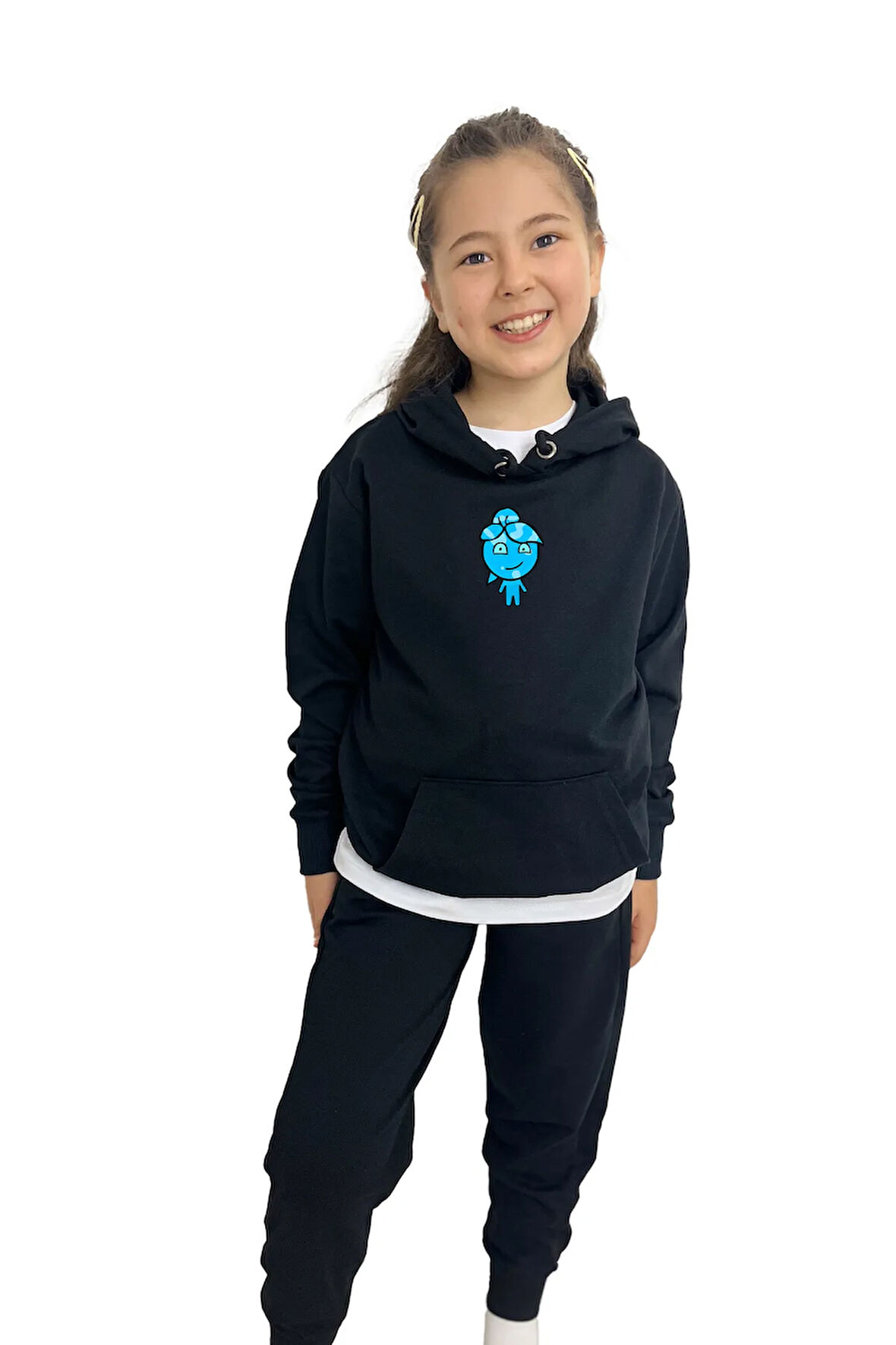 Ateş ve Su Su Baskılı Kız Sweatshirt Tişört Eşofman takımı  – Rahat ve Şık Tasarım