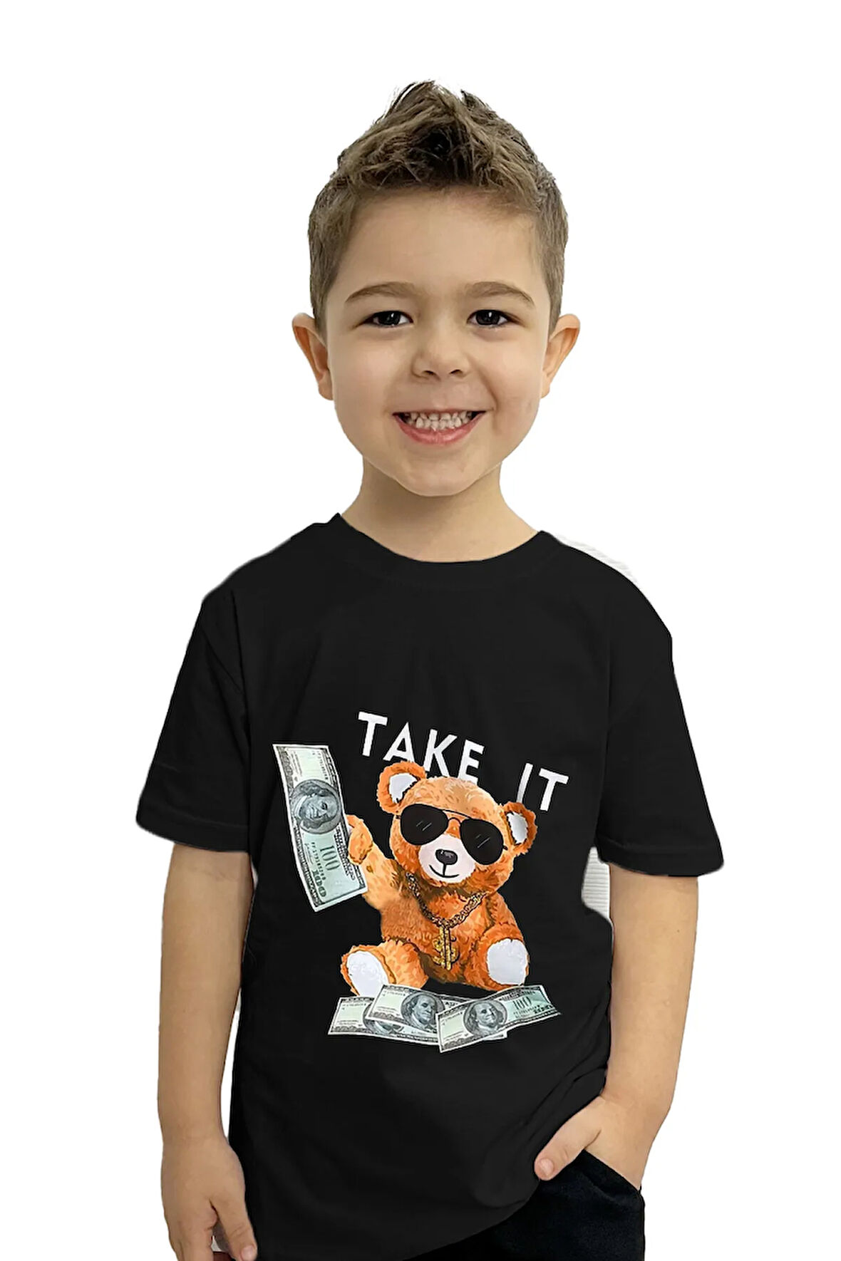 Take it Bear  Baskılı Çocuk Tişörtü | %100 Pamuk, Şık ve Rahat Tasarım