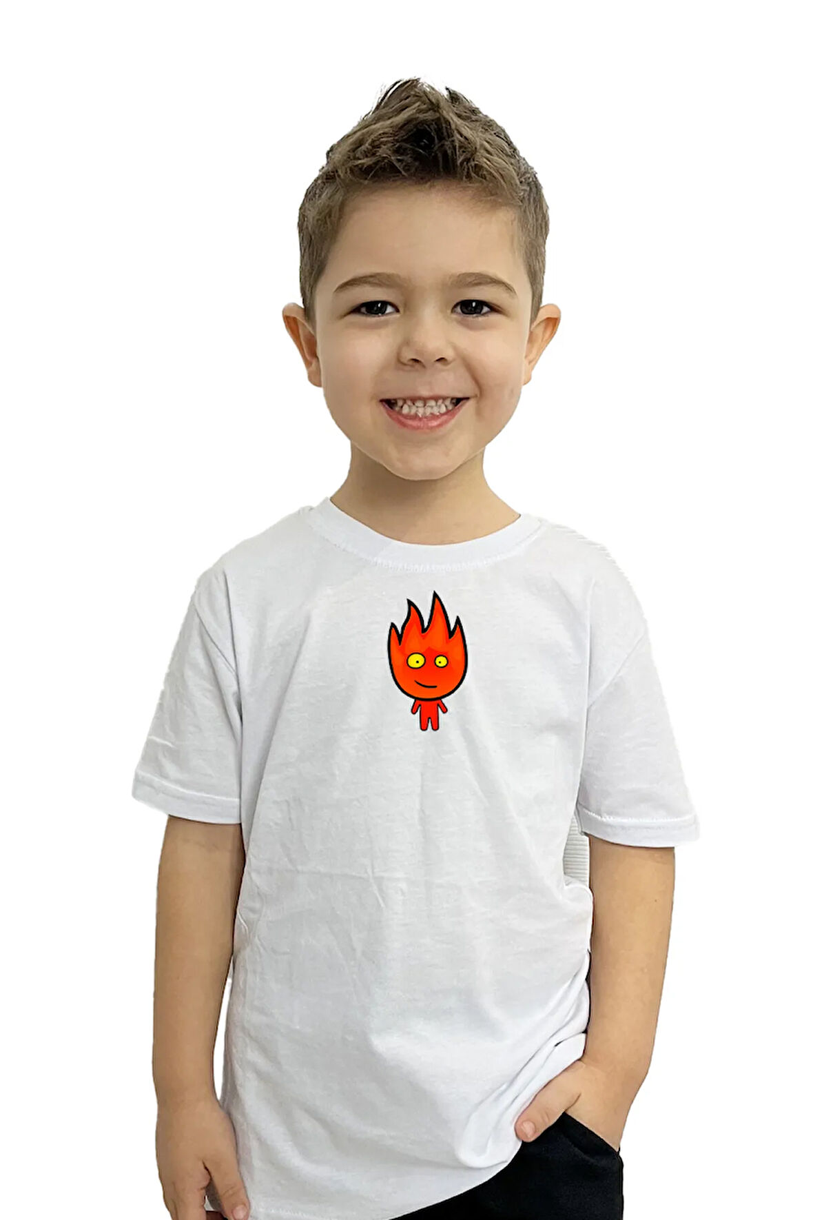 Ateş ve Su Ateş Baskılı Çocuk Tişörtü | %100 Pamuk, Şık ve Rahat Tasarım