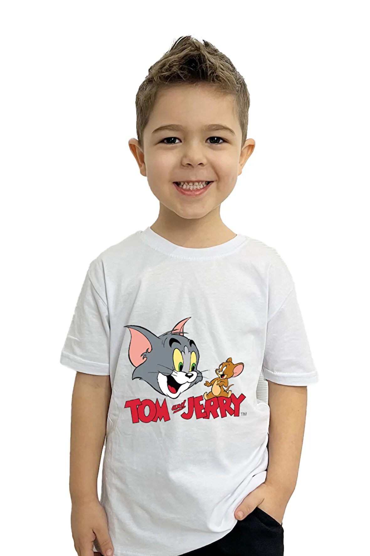 Tom ve Jerry Hayvan Baskılı Çocuk Tişörtü | %100 Pamuk, Şık ve Rahat Tasarım