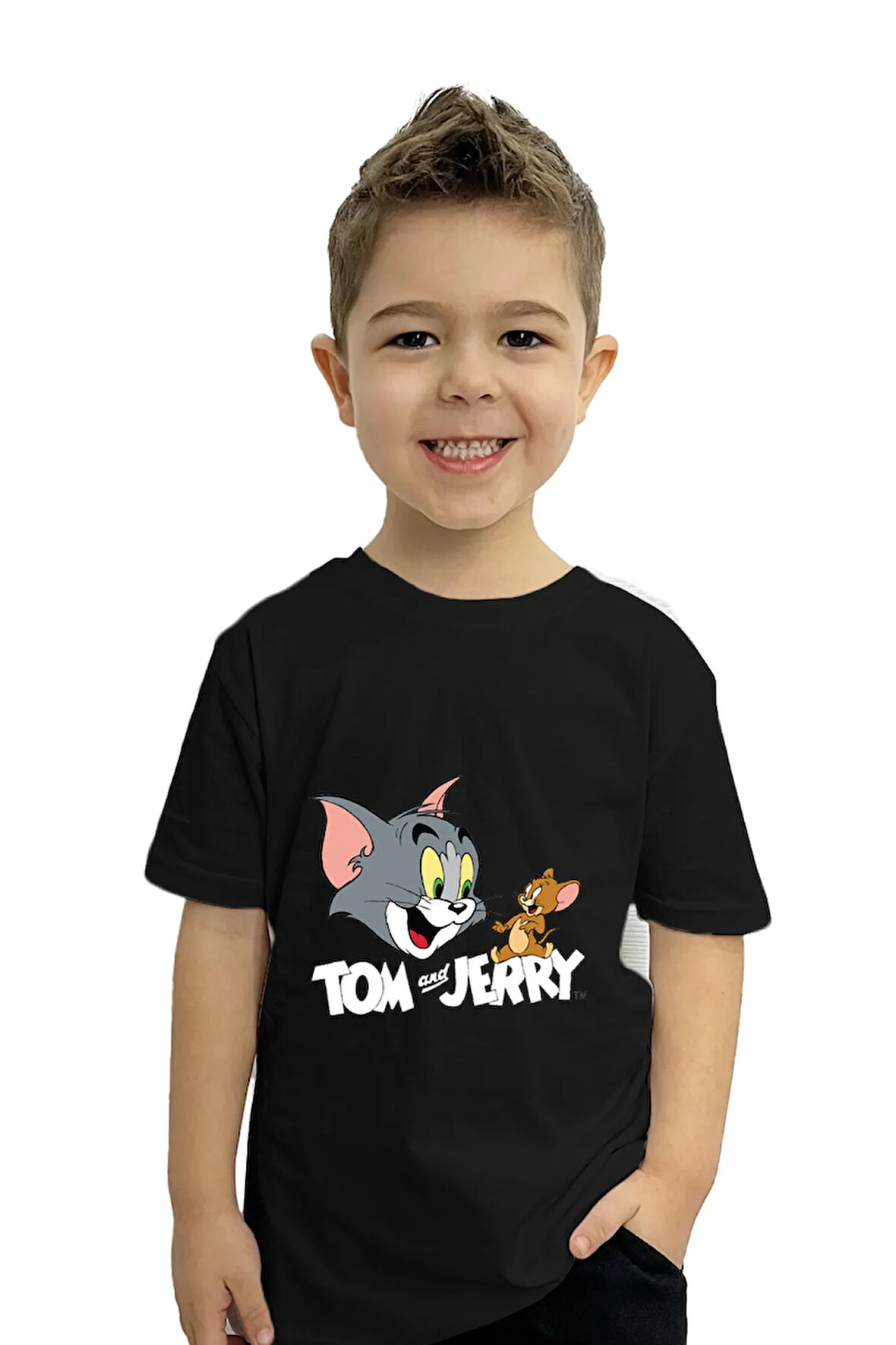 Tom ve Jerry Hayvan Baskılı Çocuk Tişörtü | %100 Pamuk, Şık ve Rahat Tasarım