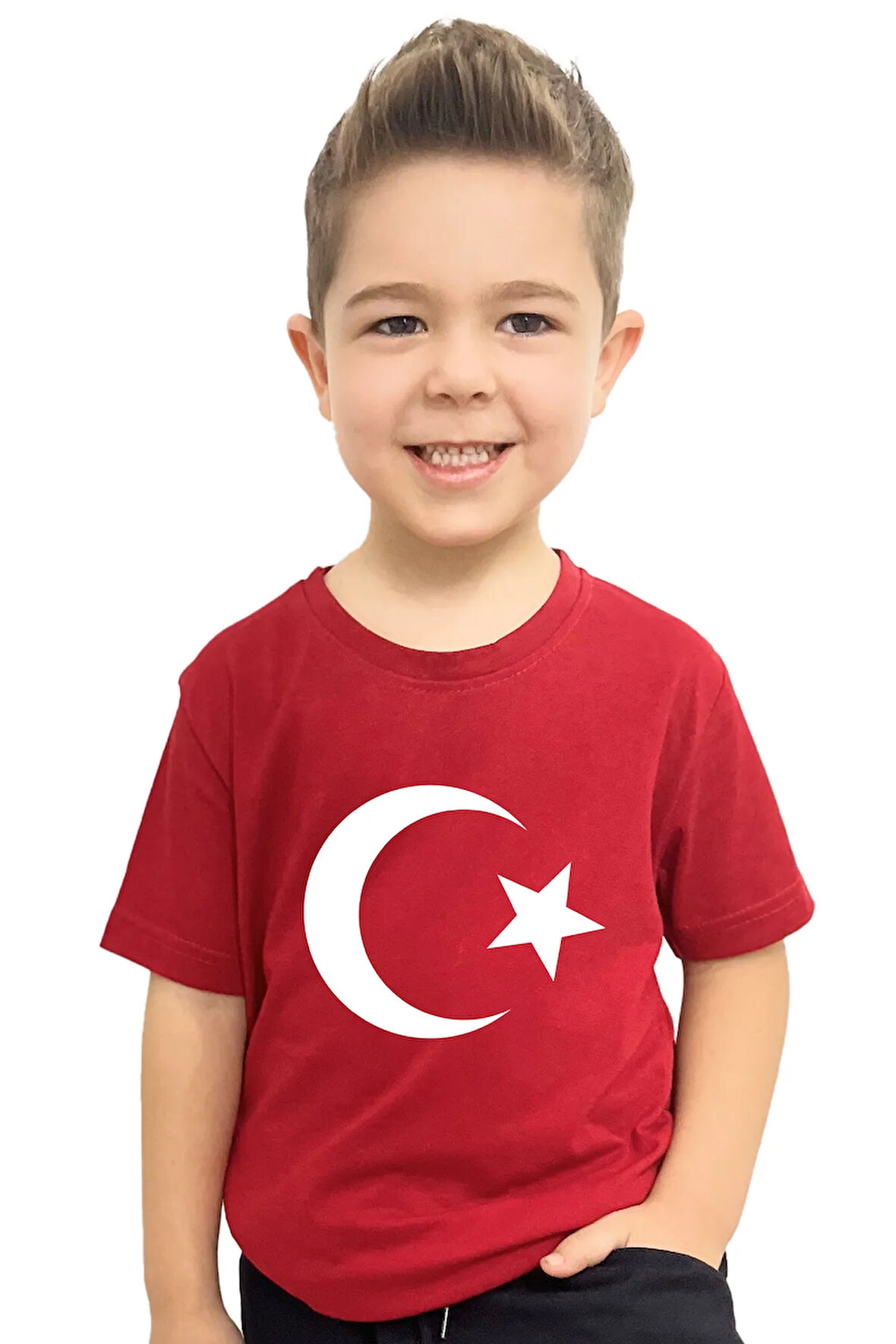 Ay Yıldız Baskılı Çocuk Tişörtü | %100 Pamuk, Şık ve Rahat Tasarım