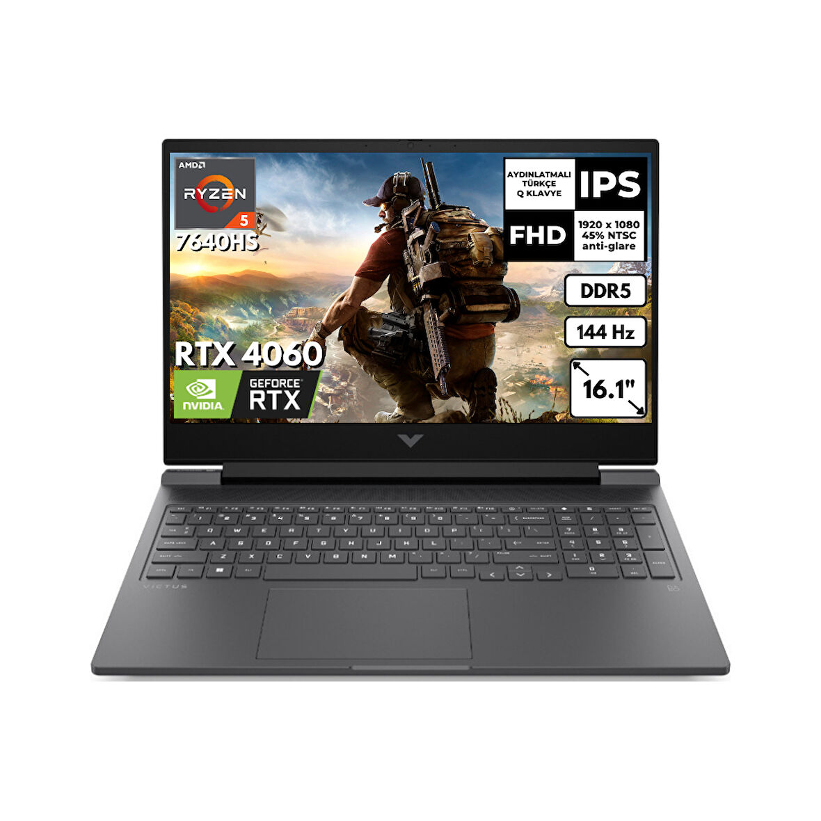 HP Victus 16-S0035NT Ryzen 5 7640HS 16 GB 256 GB SSD  8GB RTX4060 16.1" 144Hz FHD Windows 11 Home Gaming Laptop 7Z5Z2EAAT31