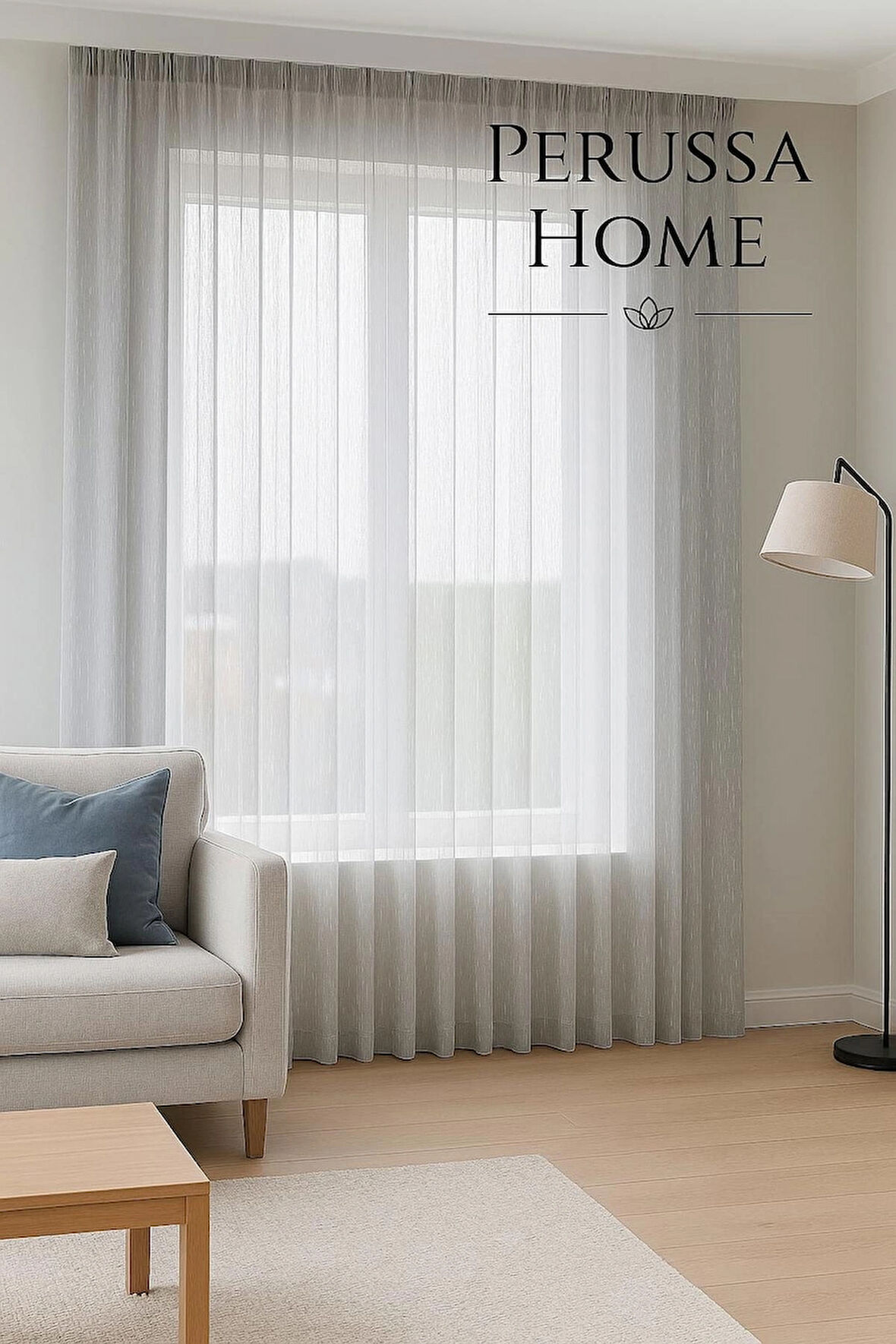 Perussa Home Şantuk Tül Perde Modern 1 E 2,5 Pileli Yıkaması Kolay Salon Oturma Odası Için