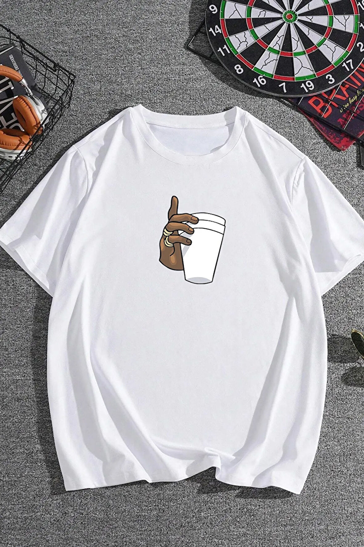 Unisex Tupac Coffee Baskılı Tasarım T-shirt
