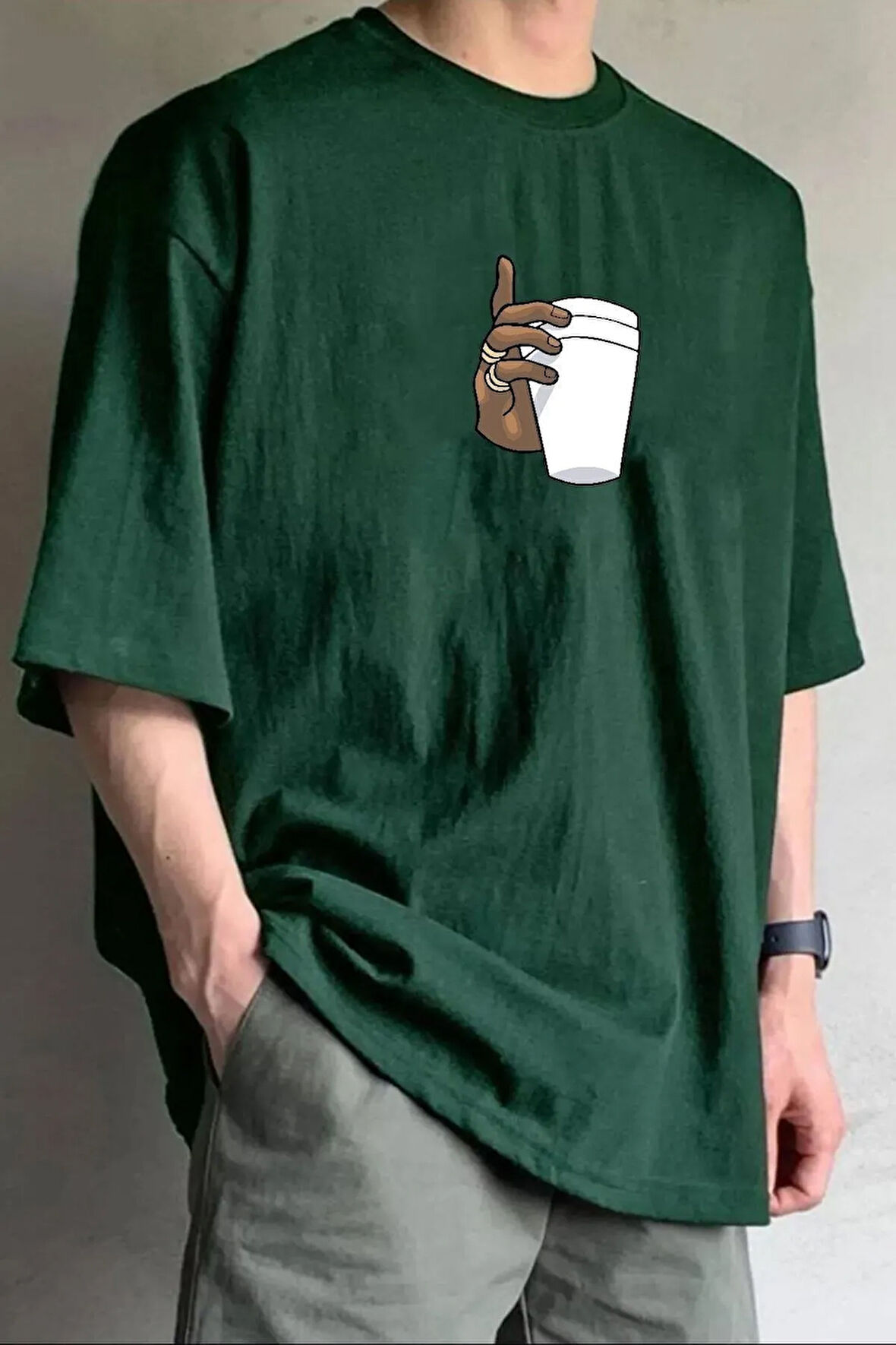 Unisex Tupac Coffee Baskılı Tasarım T-shirt