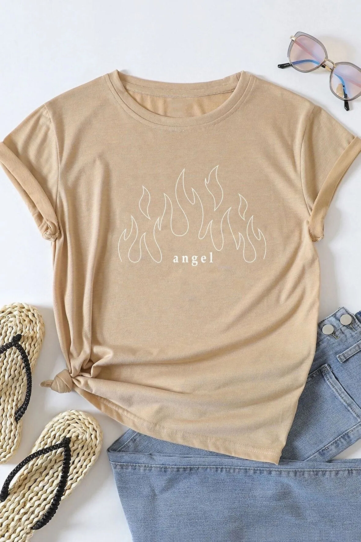 Unisex White Baskılı Kısa Kol T-shirt