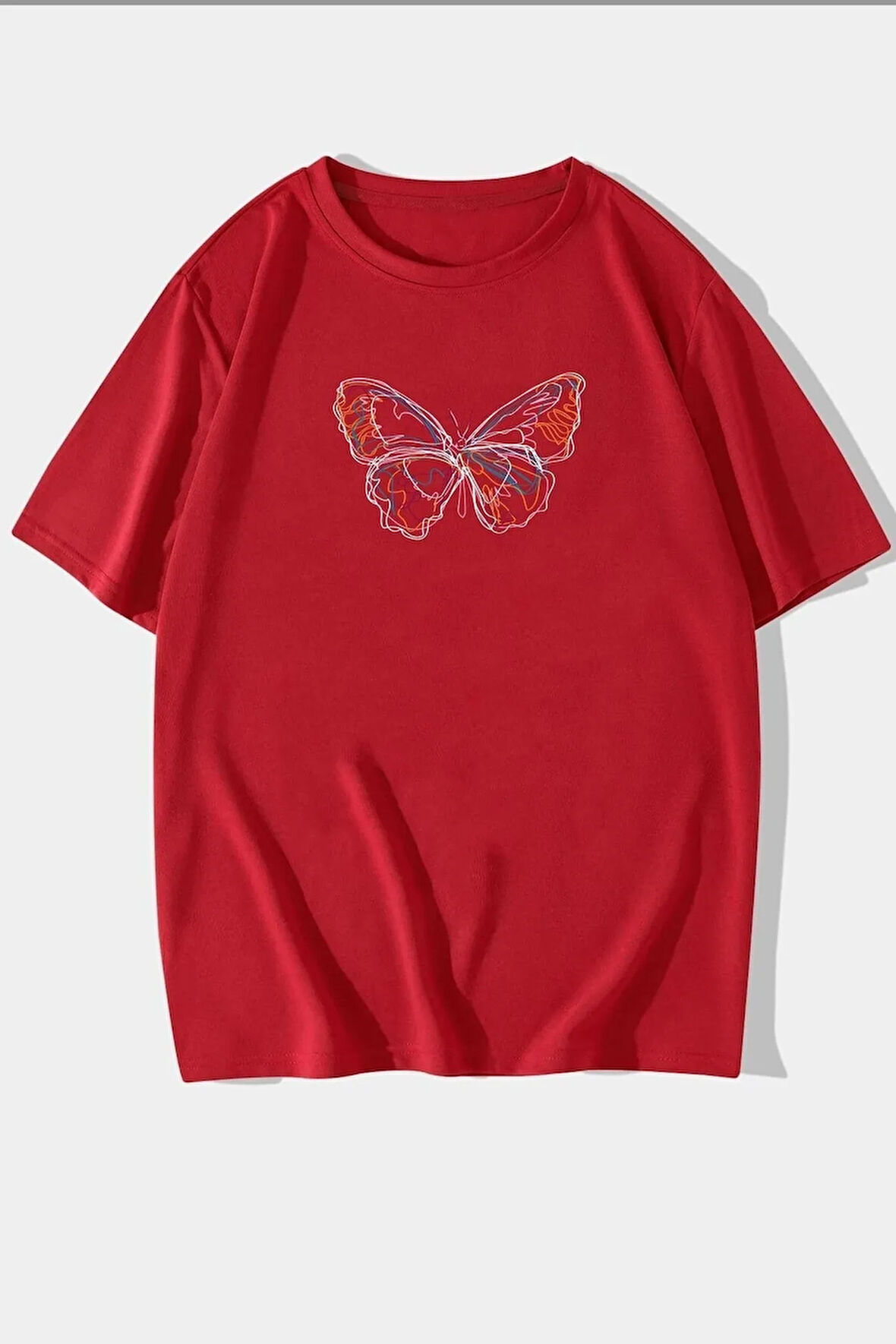 Unisex Butterfly Baskılı Kısa Kol T-shirt