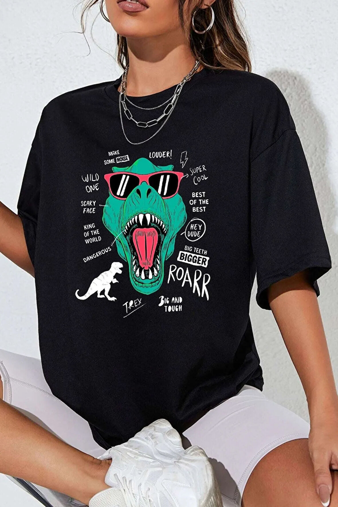 Unisex T - Rex Baskılı Kısa Kol T-shirt