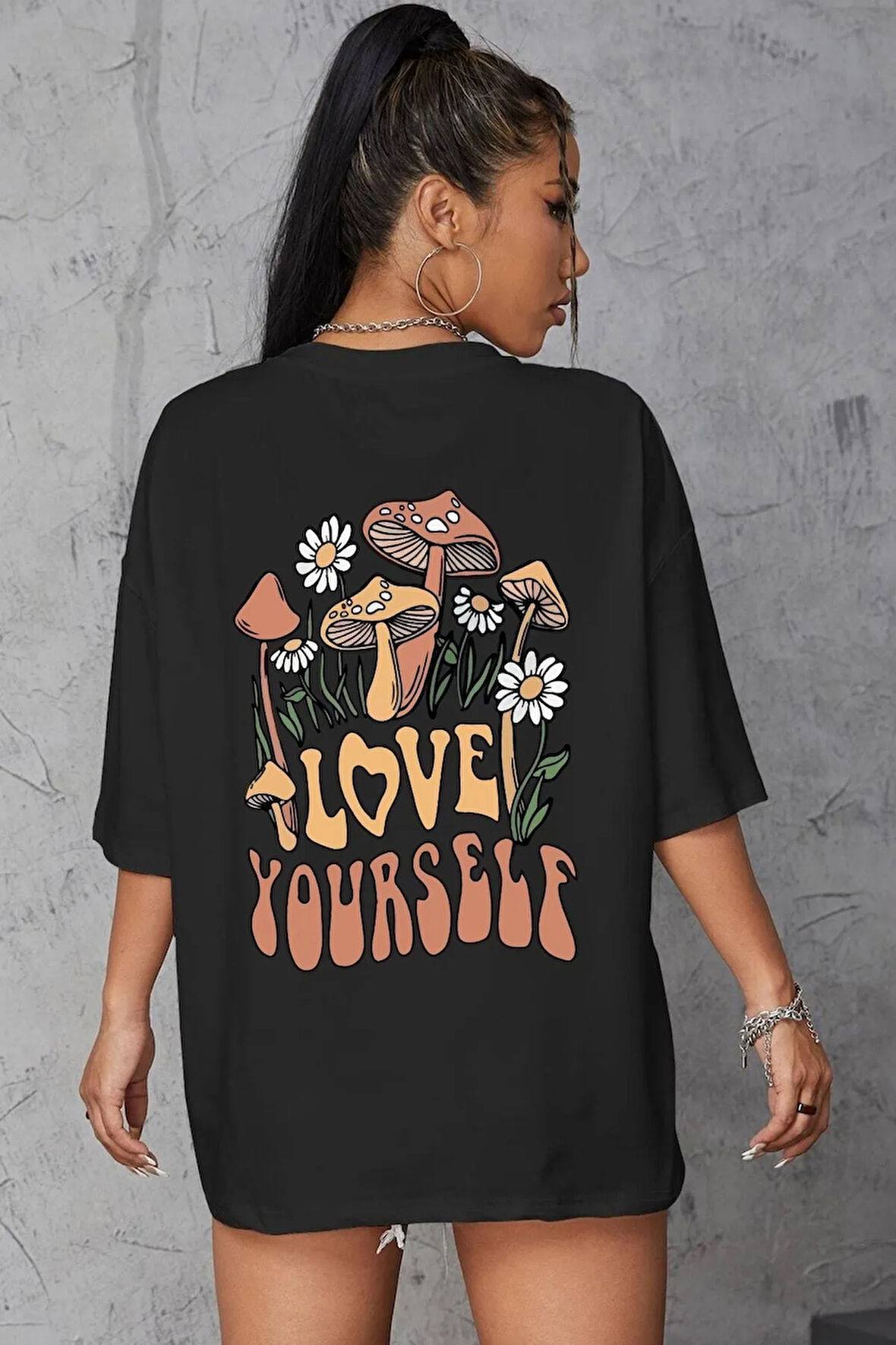 Unisex Love Yourself Baskılı Kısa Kol T-shirt