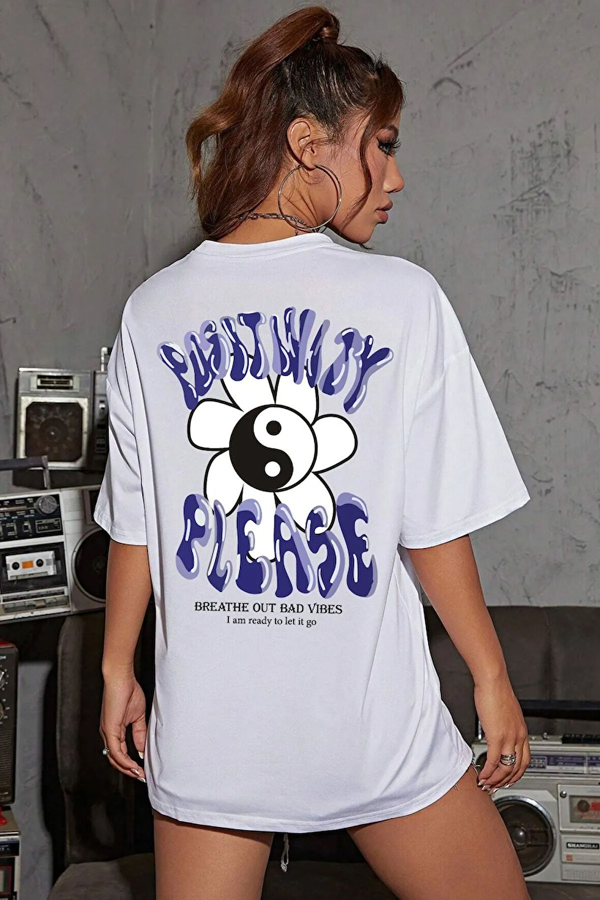 Unisex Positivity Baskılı Tasarım T-shirt