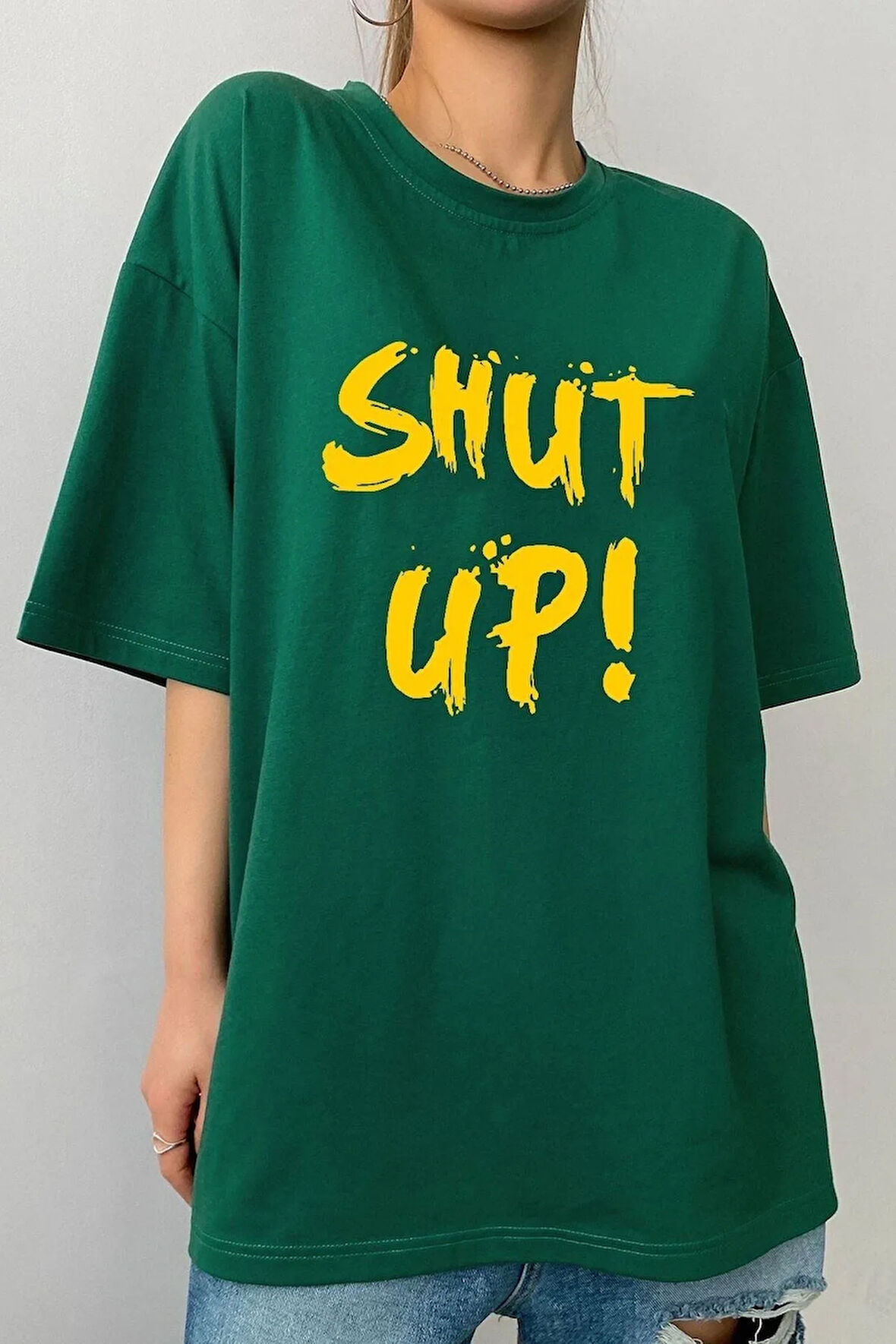 Unisex Shut Up Baskılı Tasarım T-shirt