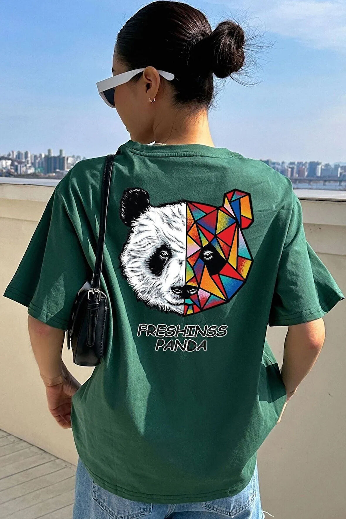 Unisex Panda Baskılı Tasarım T-shirt