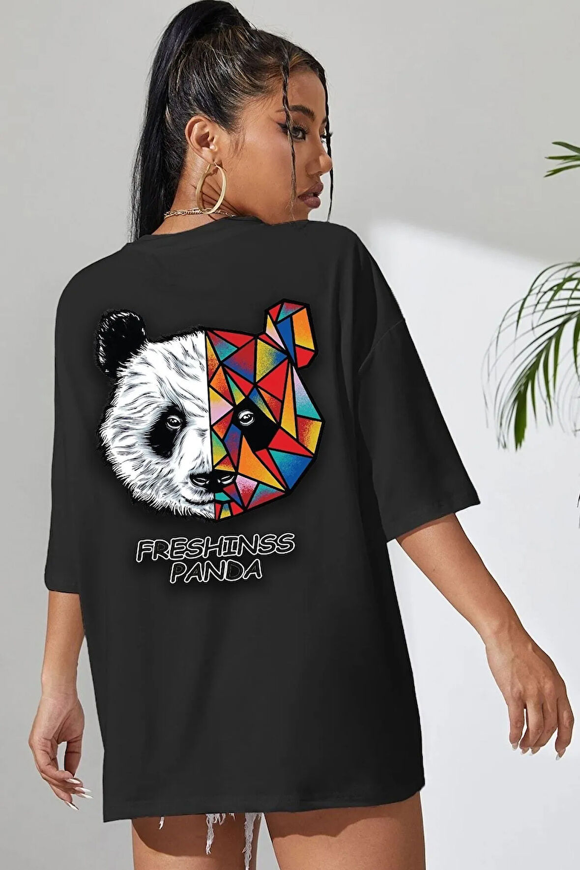 Unisex Panda Baskılı Kısa Kol T-shirt