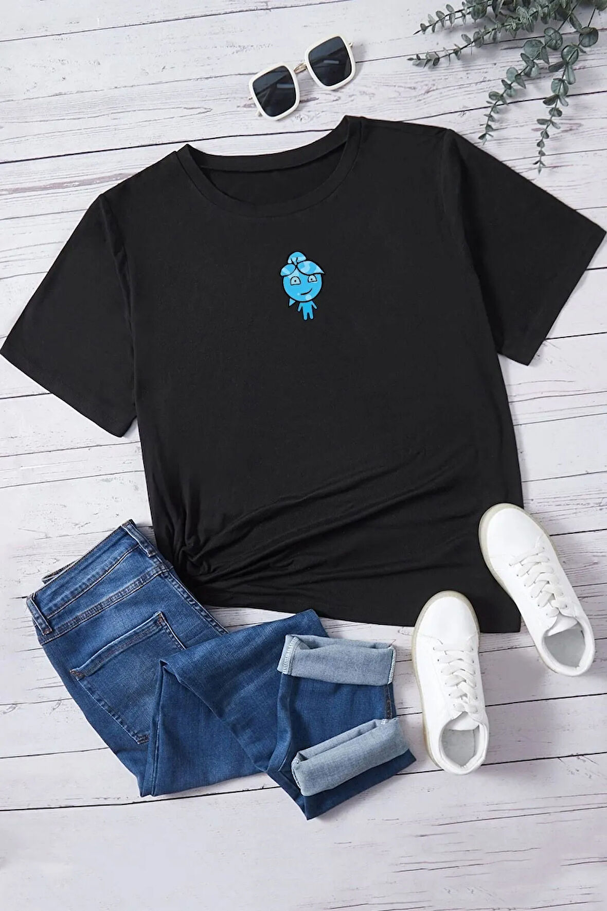 Unisex Su Avatar Baskılı Kısa Kol T-shirt