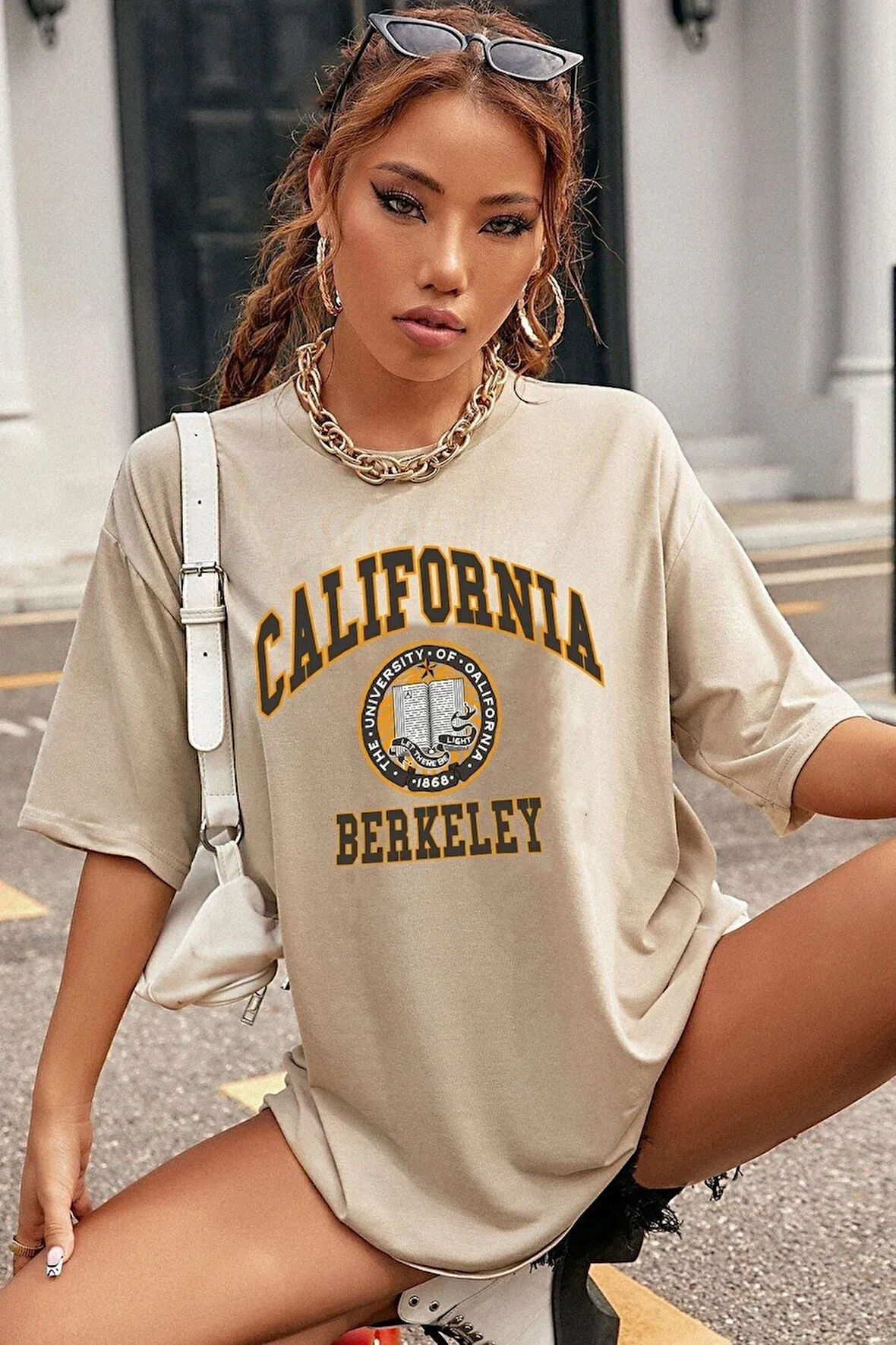 Unisex California Baskılı Tasarım T-shirt