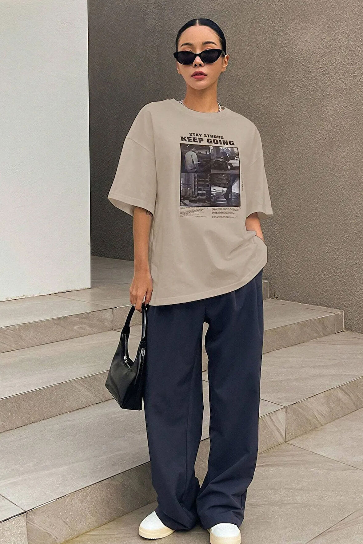 Unisex KeepGoing Baskılı Tasarım Tshirt