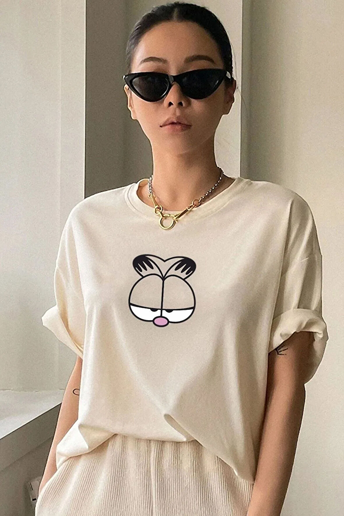 Unisex Garfield Baskılı Tasarım Tshirt