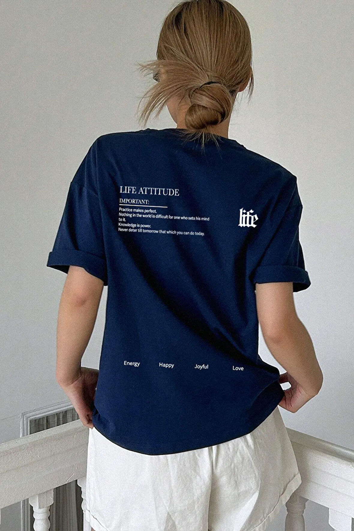 Unisex Life Baskılı Tasarım Tshirt