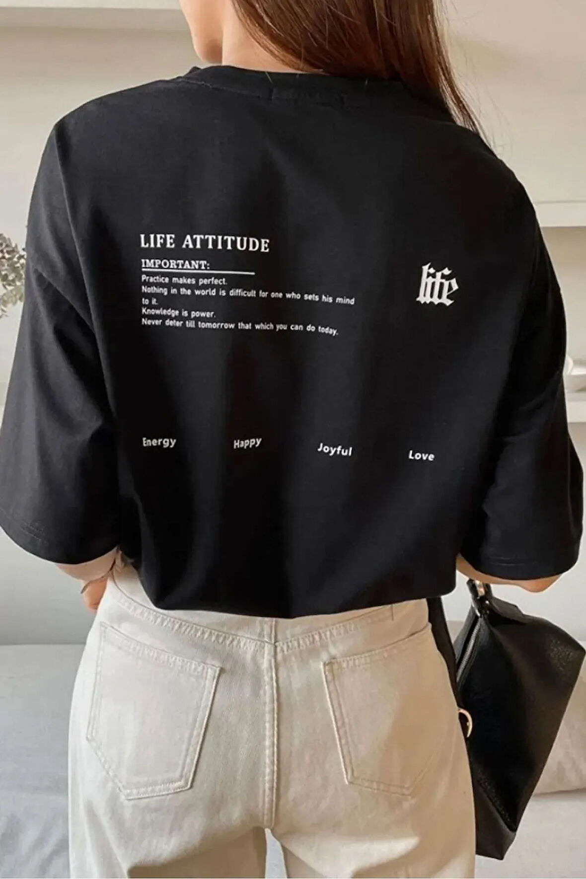 Unisex Life Baskılı Tasarım Tshirt