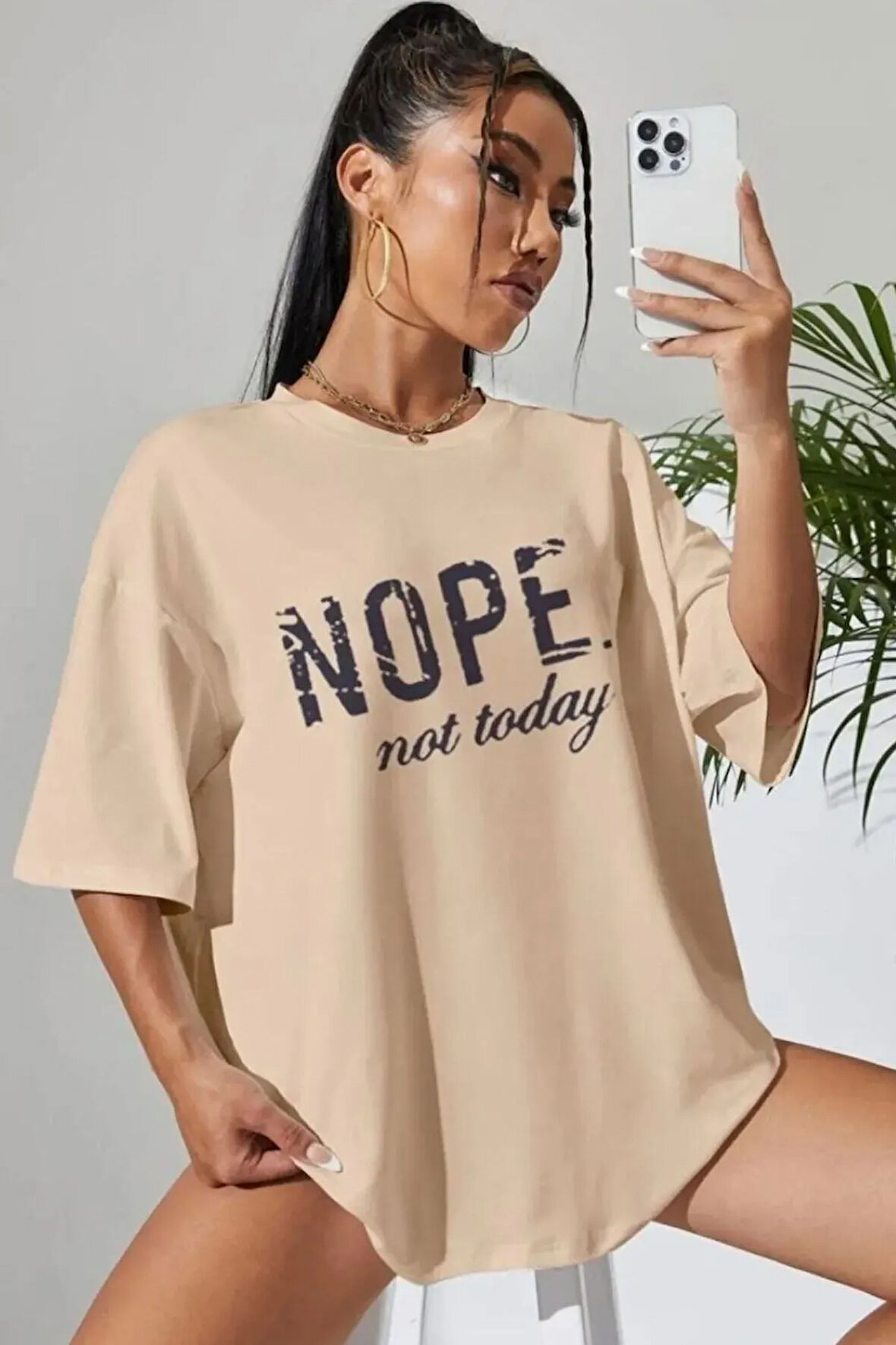 Unisex Not Today Baskılı Tasarım Tshirt